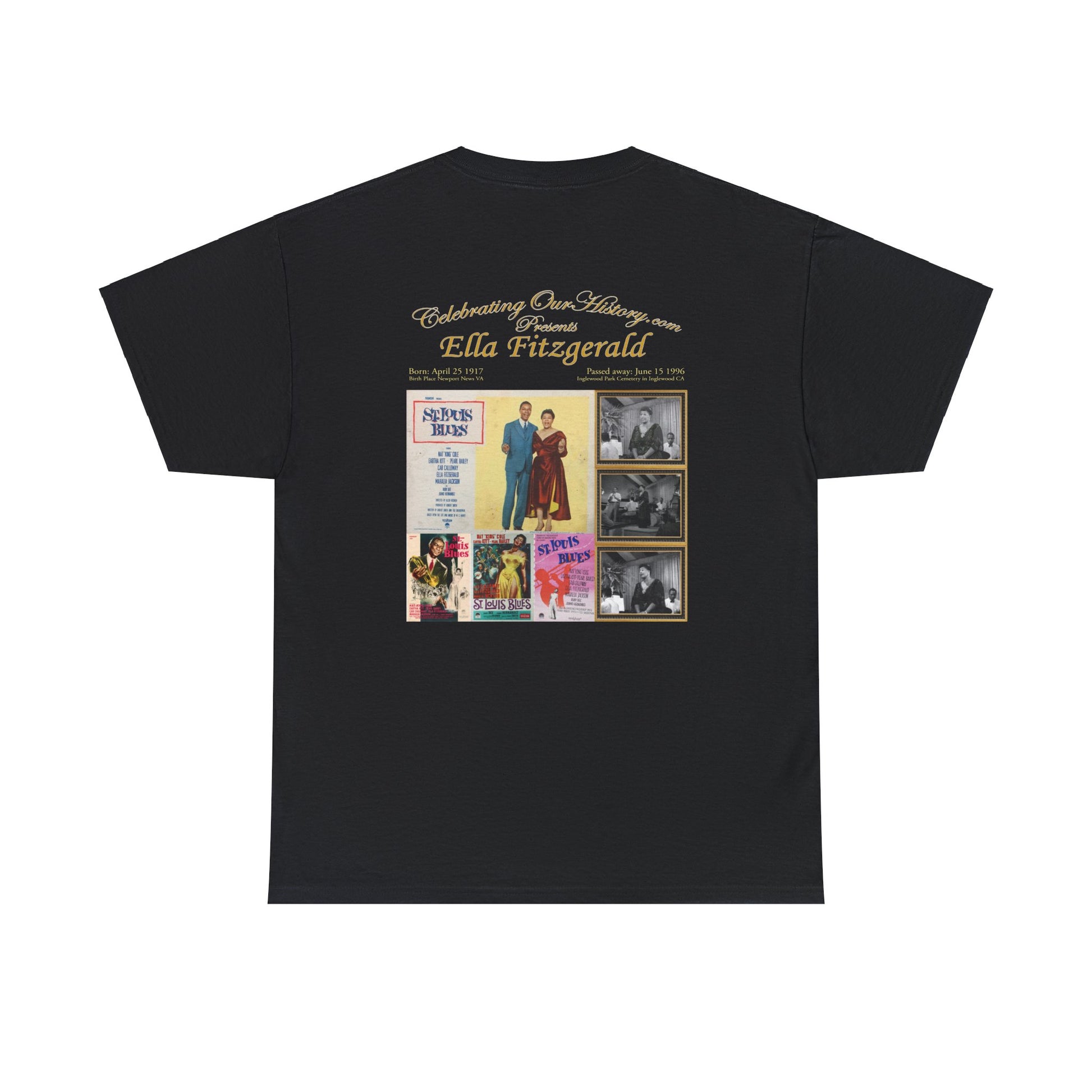 Ella Fitzgerald - St. Louis Blues (1958) -  Front and Back Printed Concert Style T-Shirt