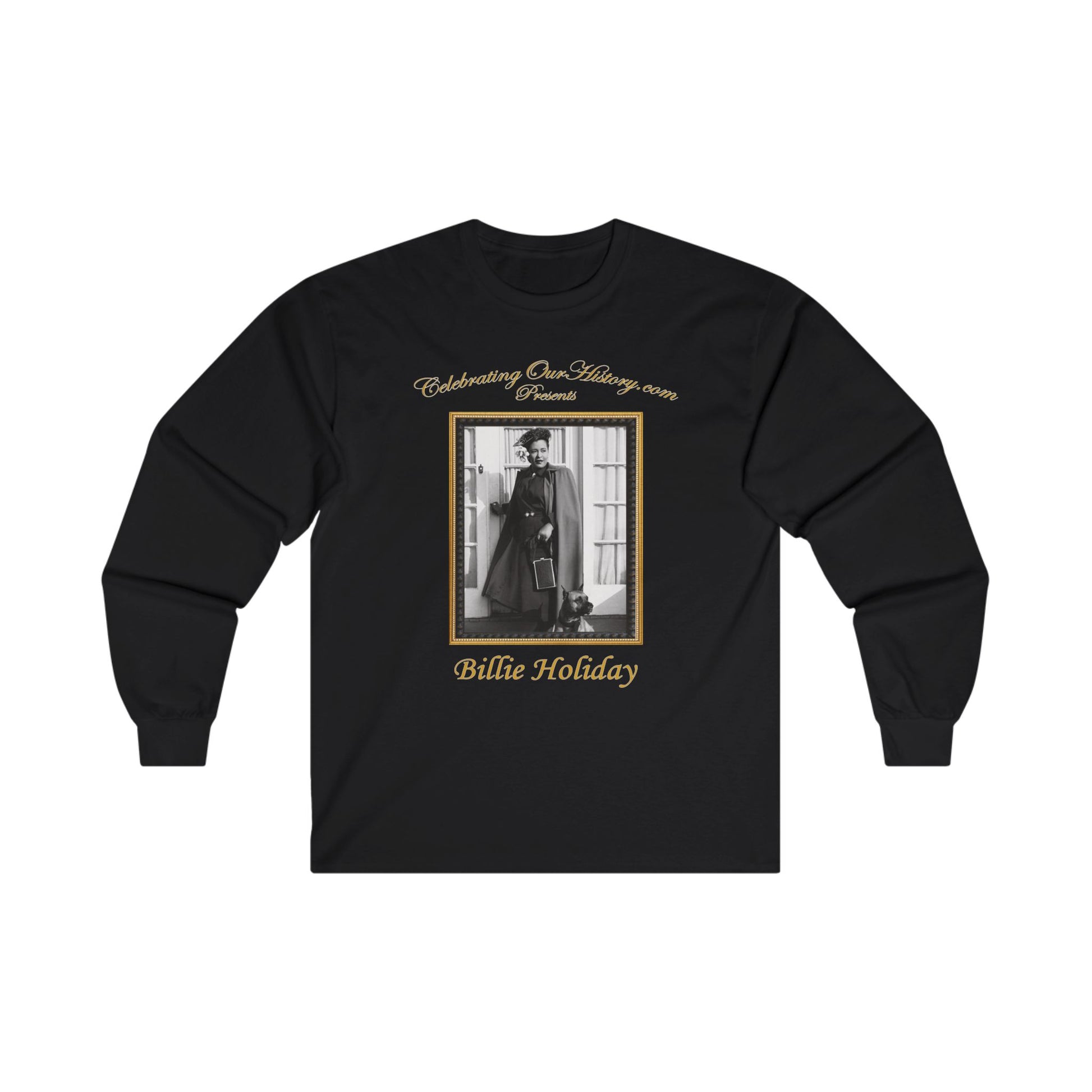 Billie Holiday - Ebony Magazine - Front and Back Printed Concert Style Long Sleeve T-Shirt