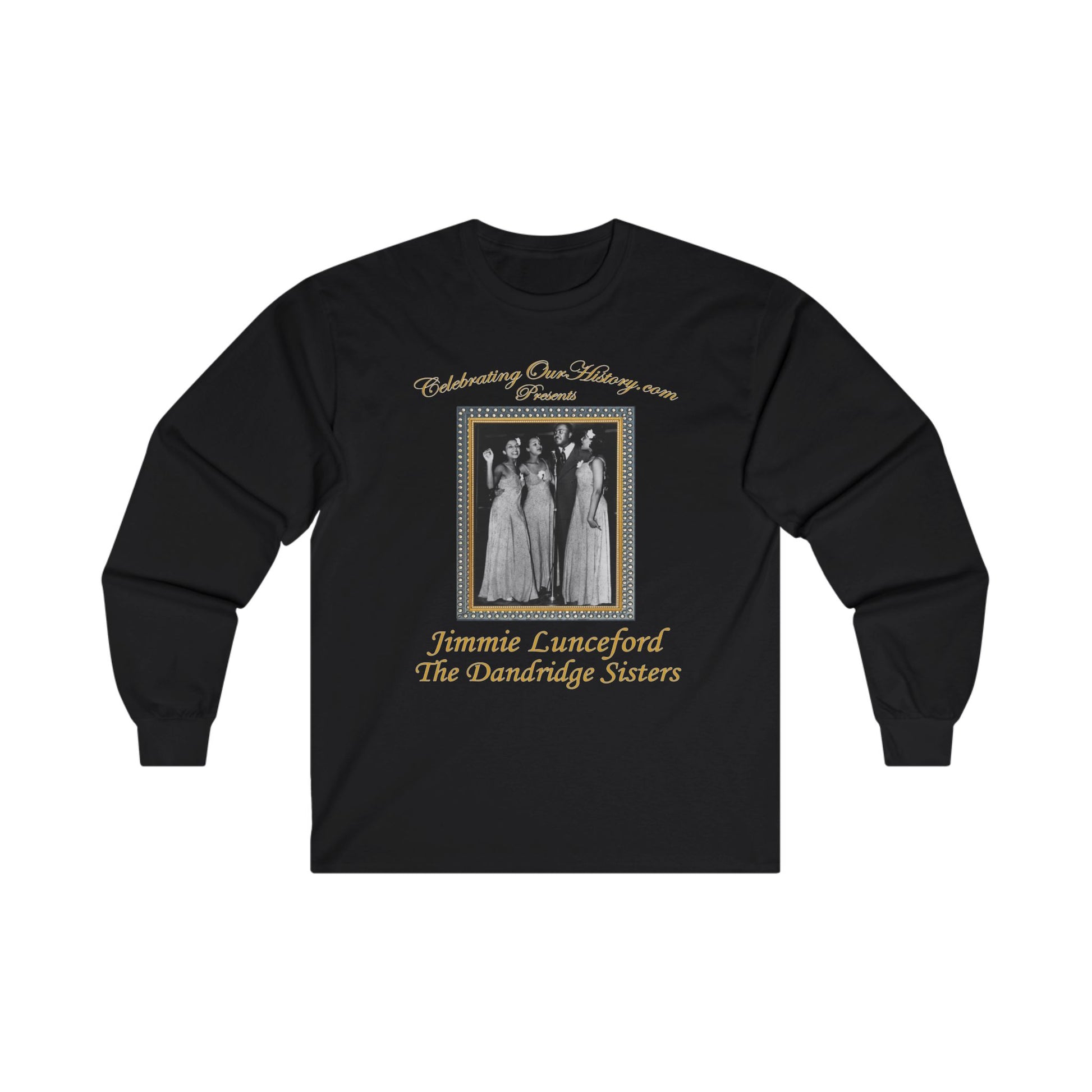 Jimmie Lunceford And The Dandridge Sisters - Four Records - Front and Back Printed Concert Style Long Sleeve T-Shirt