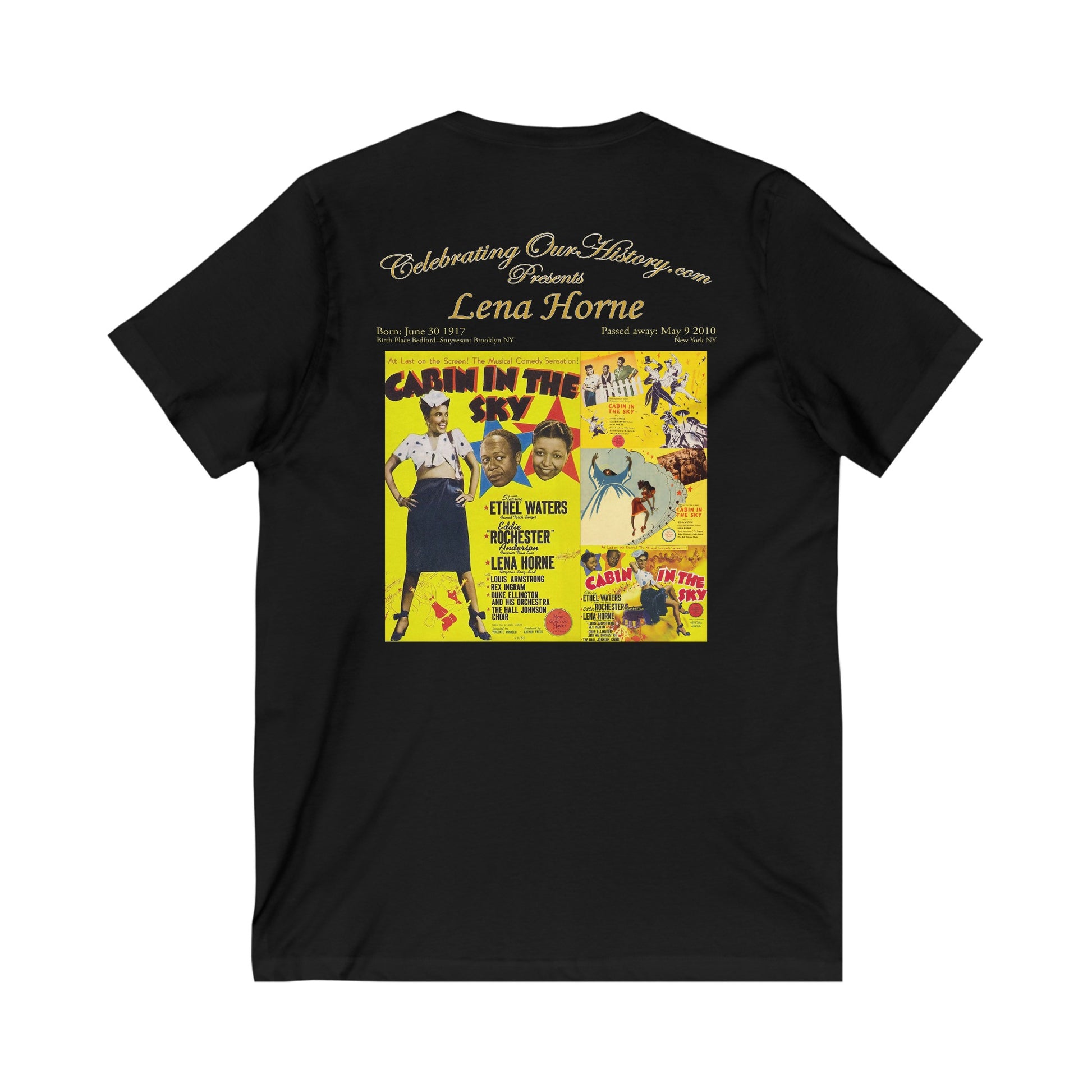 Lena Horne - Cabin in the Sky (1943) - Front and Back Printed Concert Style V-Neck T-Shirt