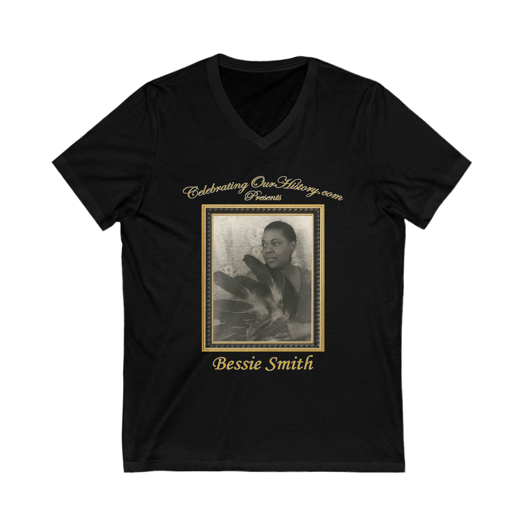 Bessie Smith - New Race Records - Front and Back Printed Concert Style V-Neck T-Shirt