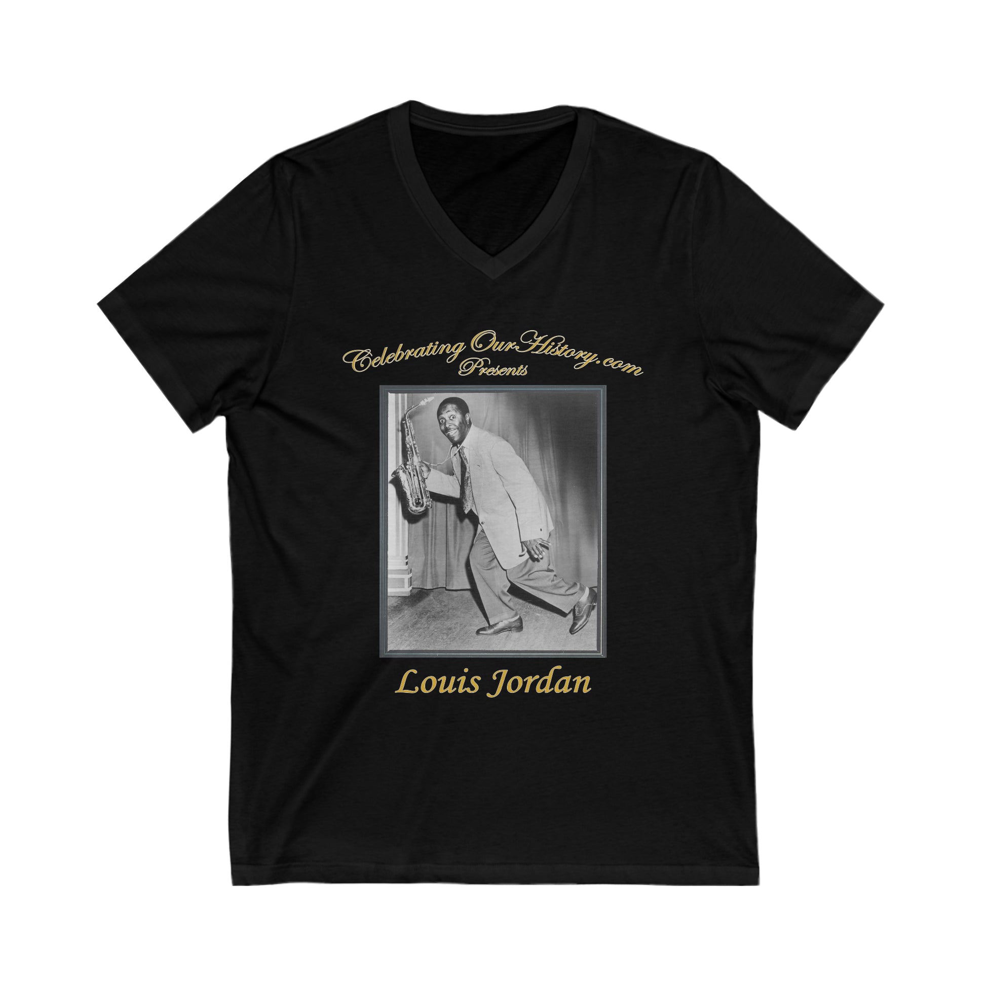 Louis Jordan - Four Albums - Front and Back Printed Concert Style V-Neck T-Shirt