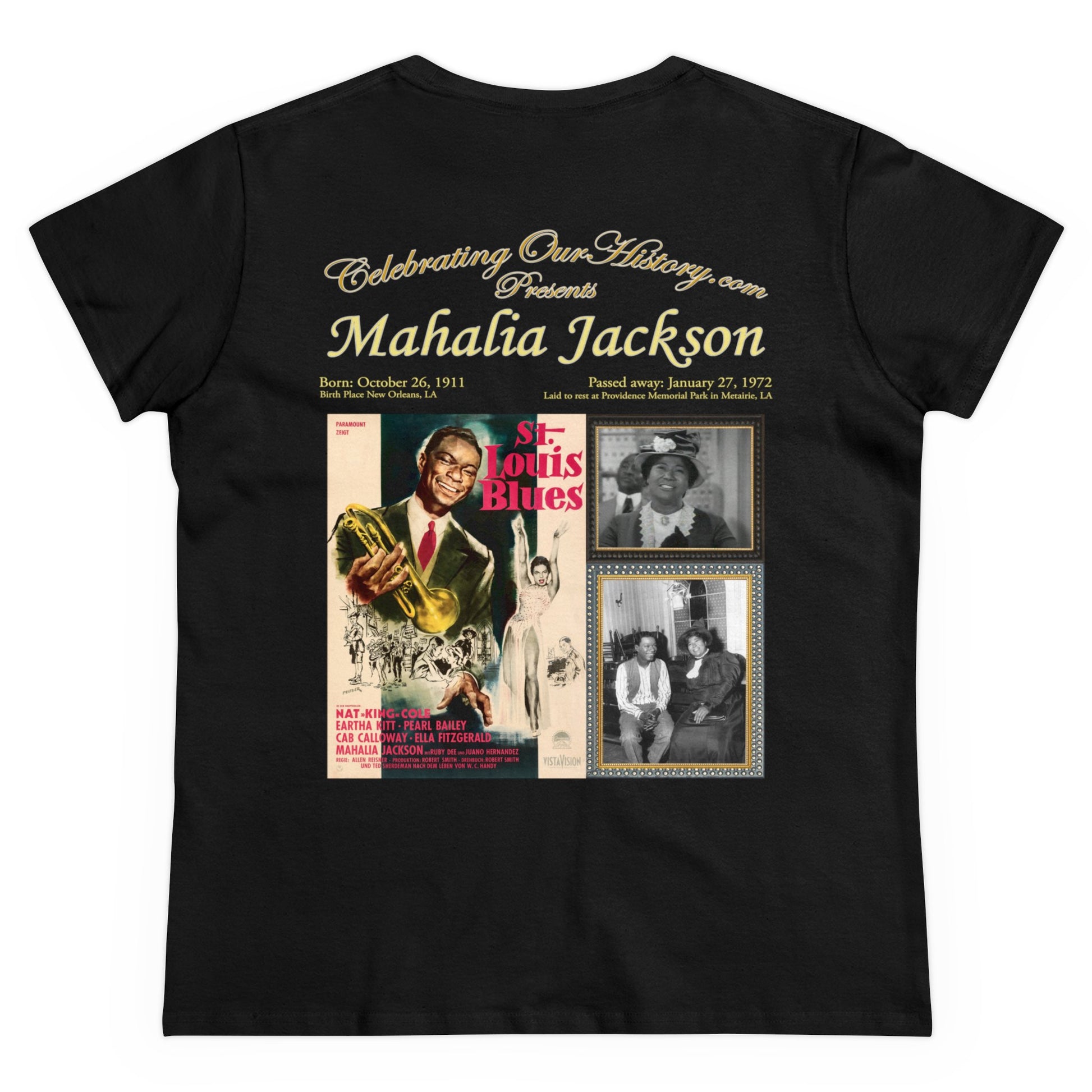 Mahalia Jackson - St. Louis Blues (1958) -  Front and Back Printed Concert Style Women's T-Shirt