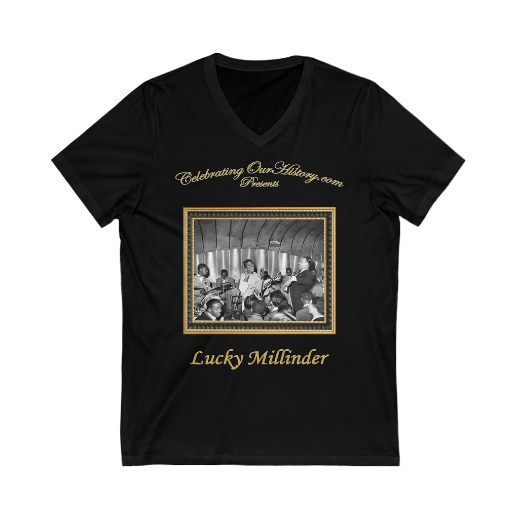 Lucky Millinder - Savoy - Front and Back Printed Concert Style V-Neck T-Shirt