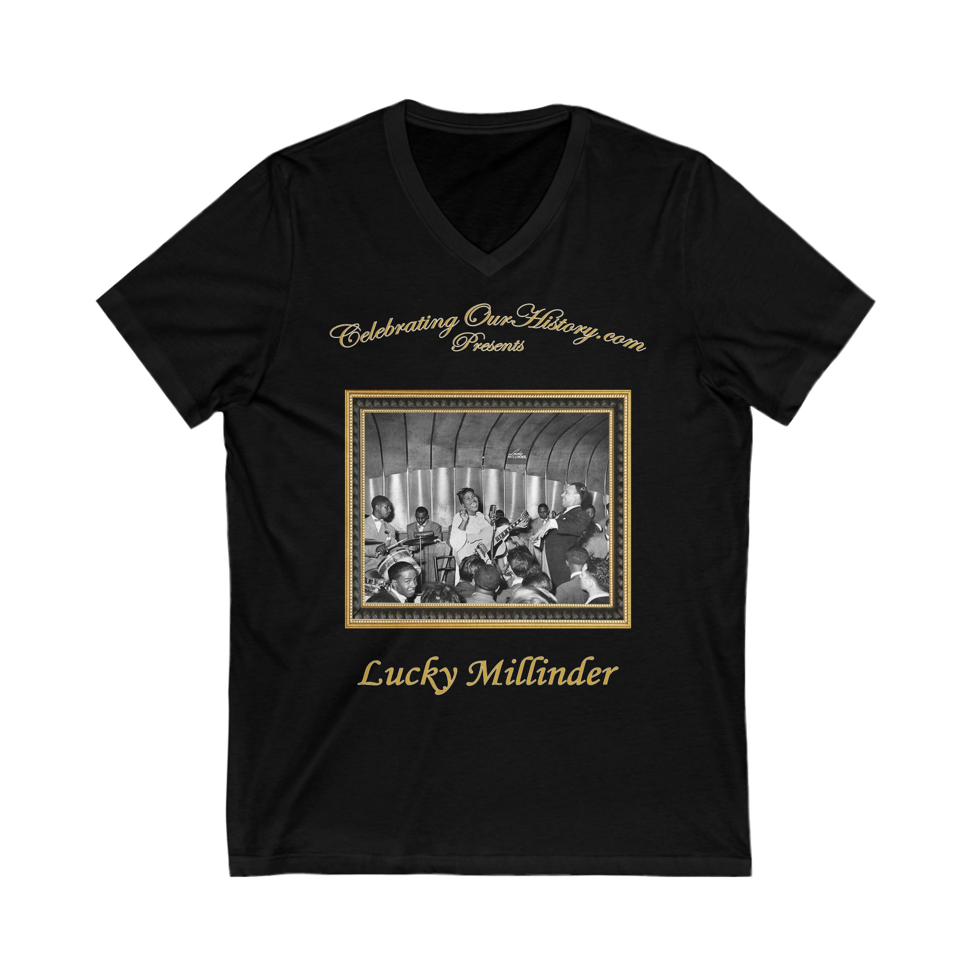 Lucky Millinder - Savoy - Front and Back Printed Concert Style V-Neck T-Shirt