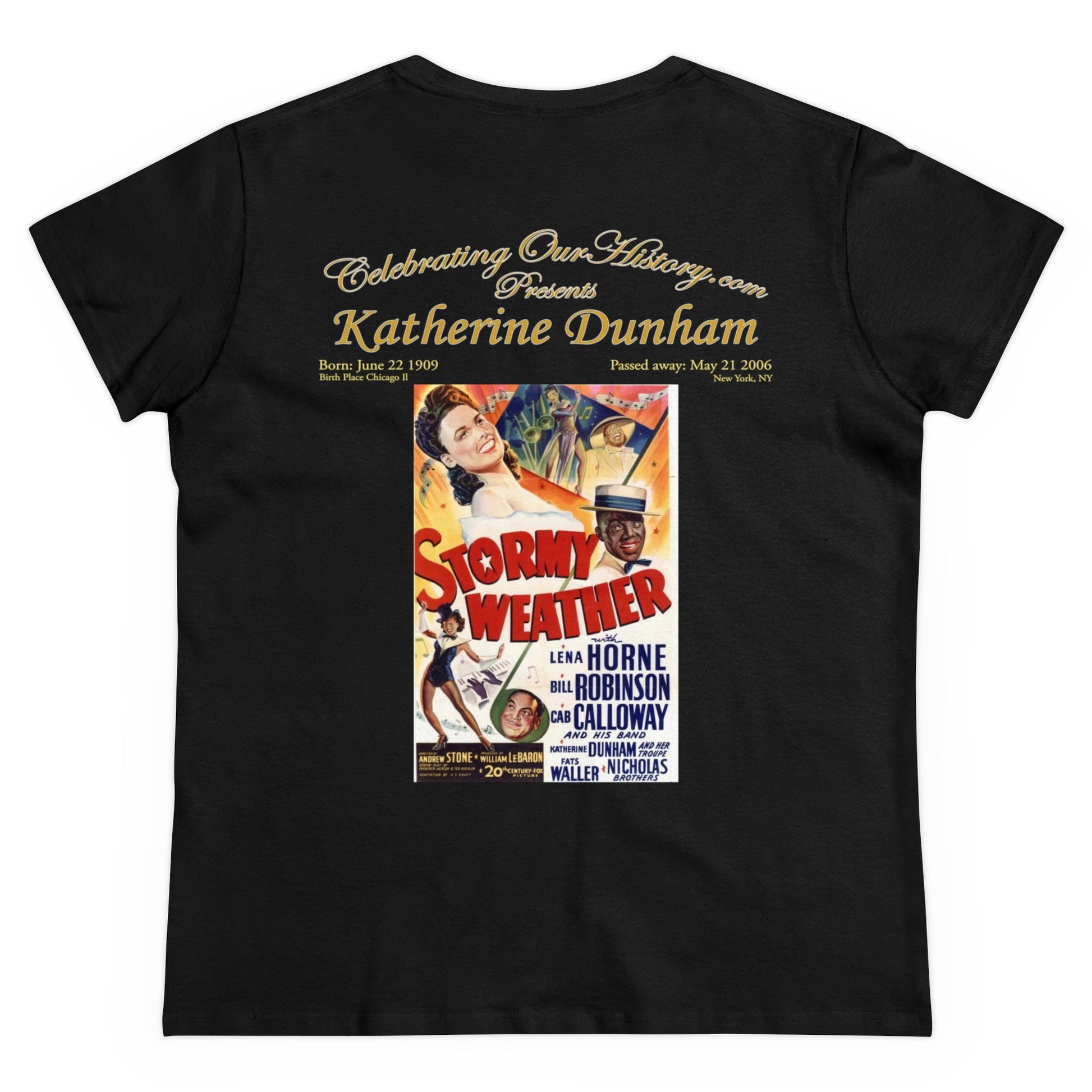 Katherine Dunham - Stormy Weather (1943) -  Front and Back Printed Concert Style Women's T-Shirt