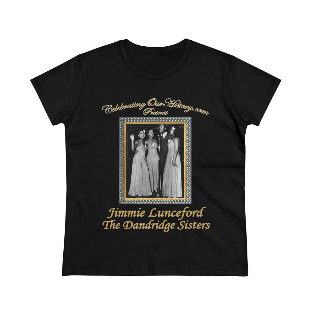 Jimmie Lunceford And The Dandridge Sisters - Four Records -  Front and Back Printed Concert Style Women's T-Shirt