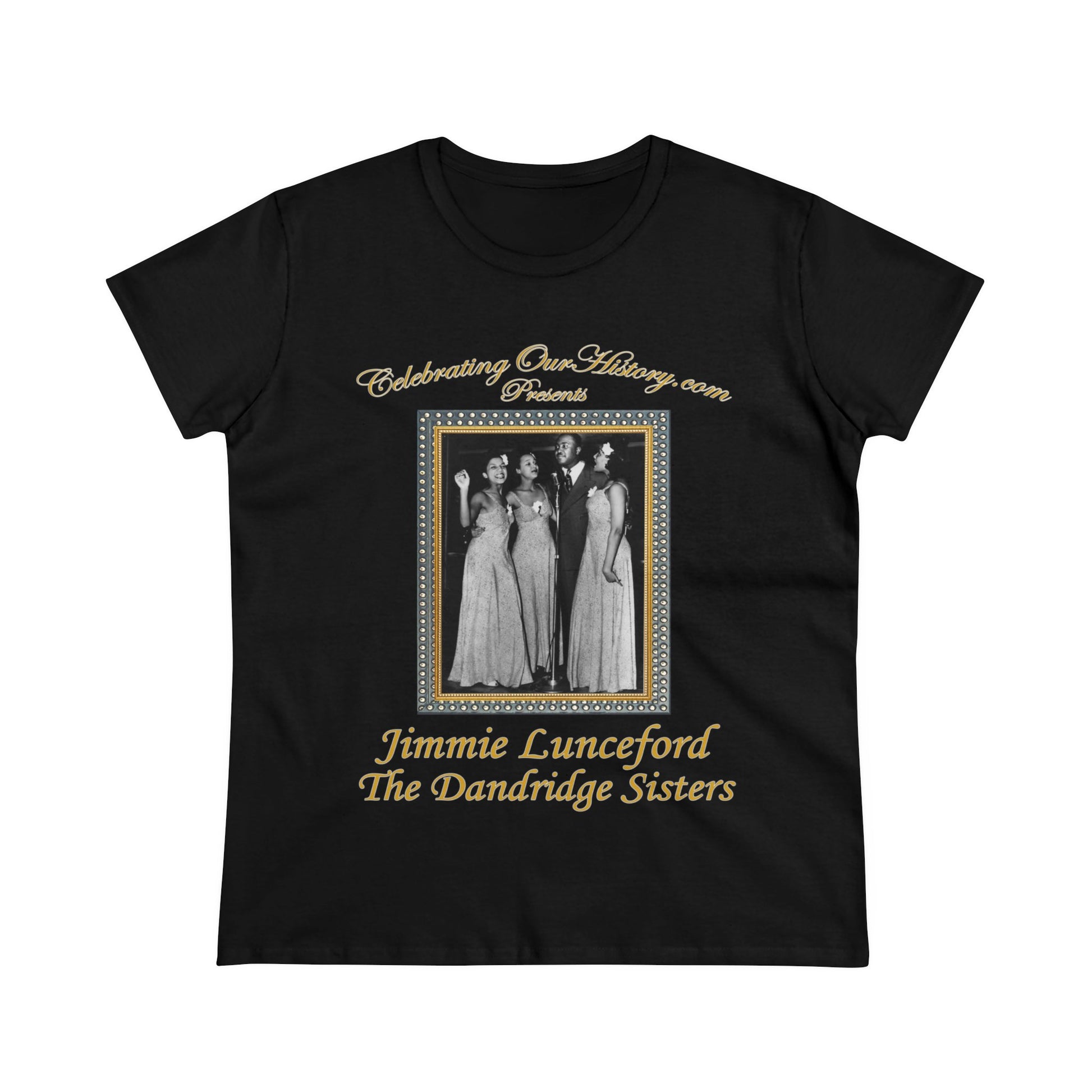 Jimmie Lunceford And The Dandridge Sisters - Four Records -  Front and Back Printed Concert Style Women's T-Shirt