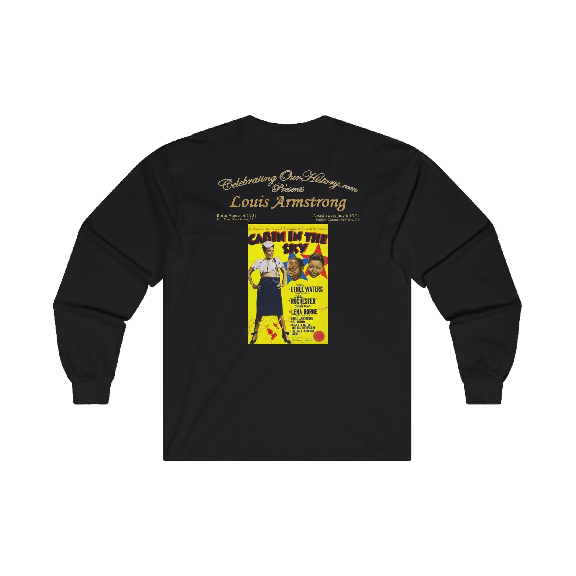 Louis Armstrong - Cabin in the Sky (1943) - Front and Back Printed Concert Style Long Sleeve T-Shirt