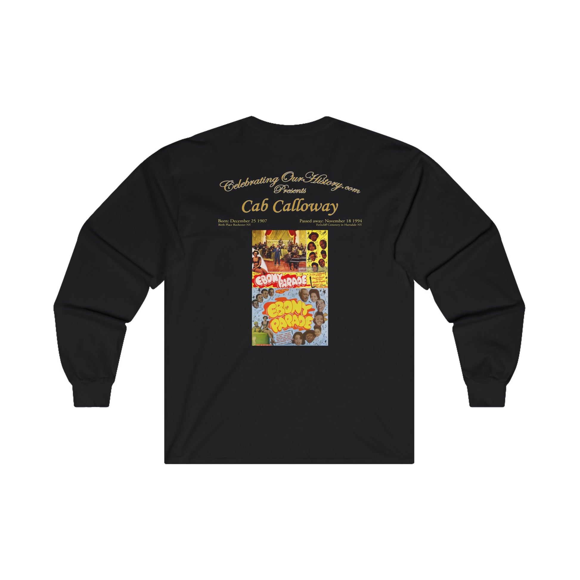 Cab Calloway - Ebony Parade (1947) - Front and Back Printed Concert Style Long Sleeve T-Shirt