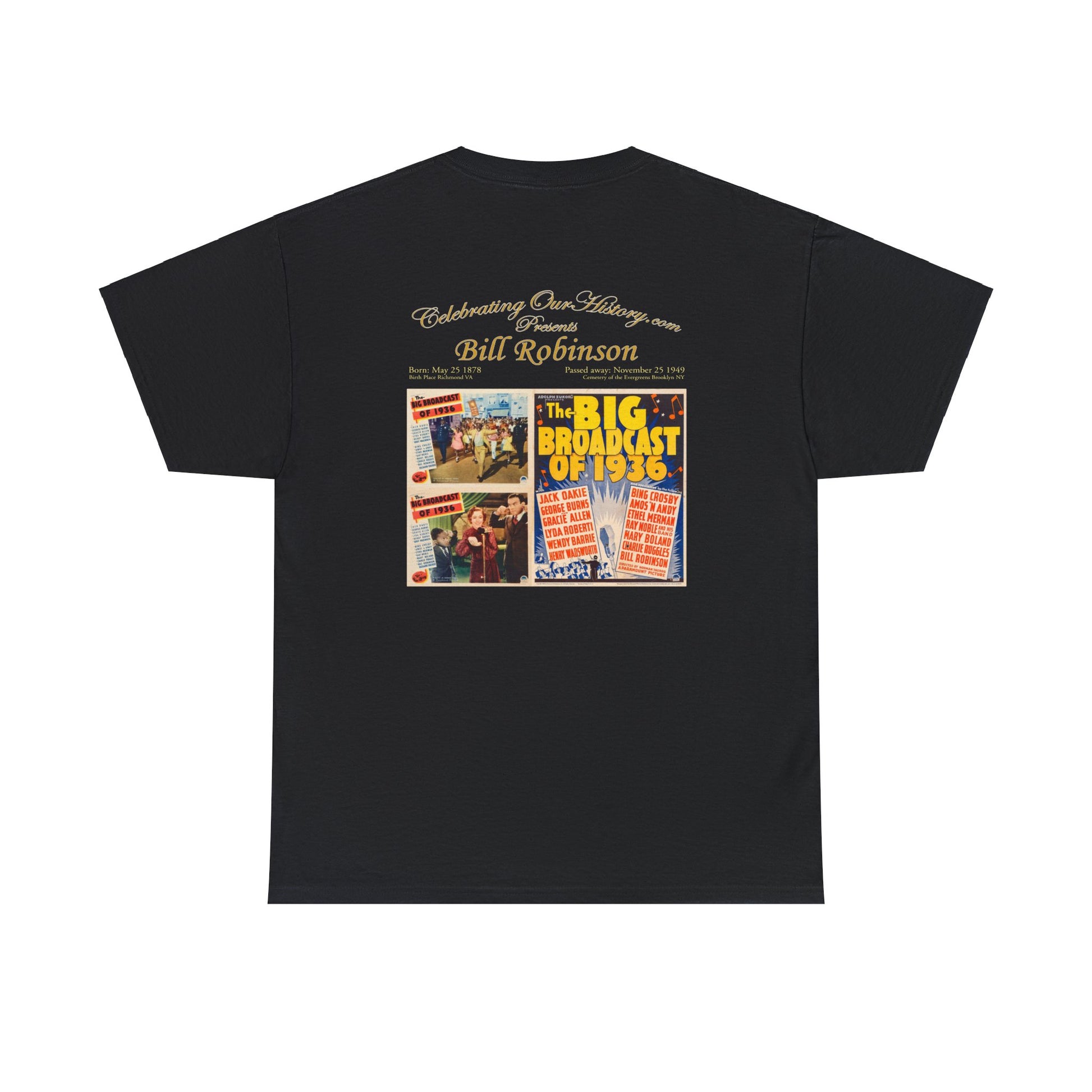 Bill Robinson - The Big Broadcast of 1936 -  Front and Back Printed Concert Style T-Shirt