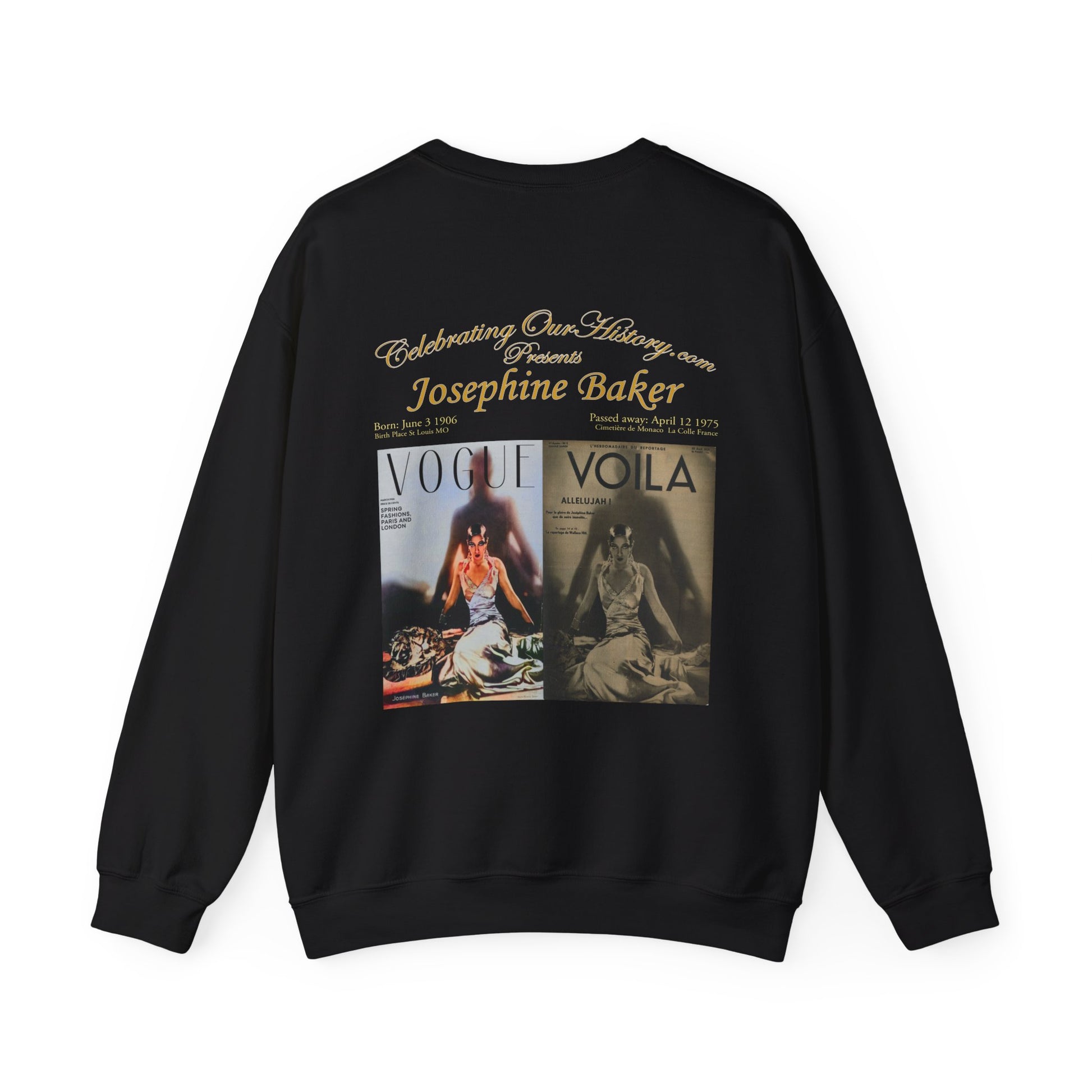 Josephine Baker - Vogue/Voila -  Front and Back Printed Concert Style Sweatshirt