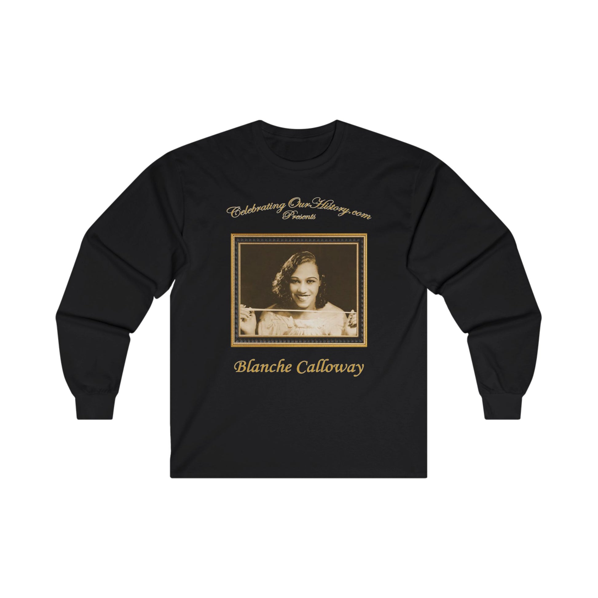 Blanche Calloway - Apollo - Front and Back Printed Concert Style Long Sleeve T-Shirt