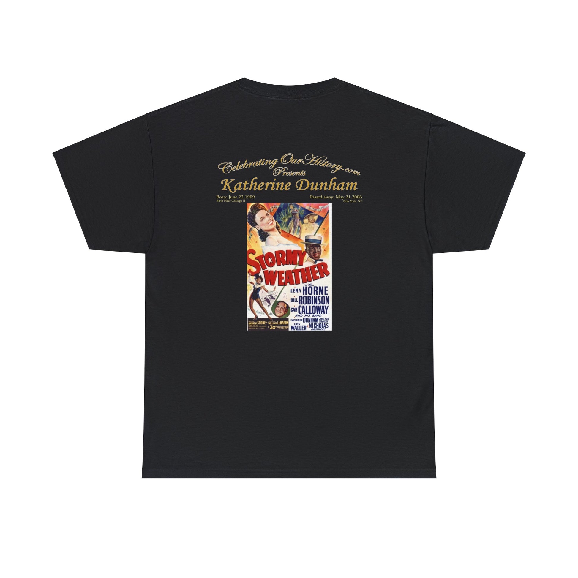 Katherine Dunham - Stormy Weather (1943) -  Front and Back Printed Concert Style T-Shirt