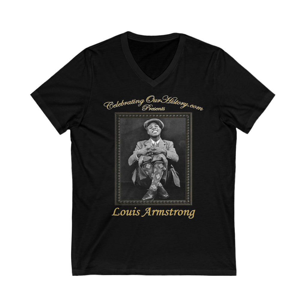 Louis Armstrong - Six Movie Posters - Front and Back Printed Concert Style V-Neck T-Shirt