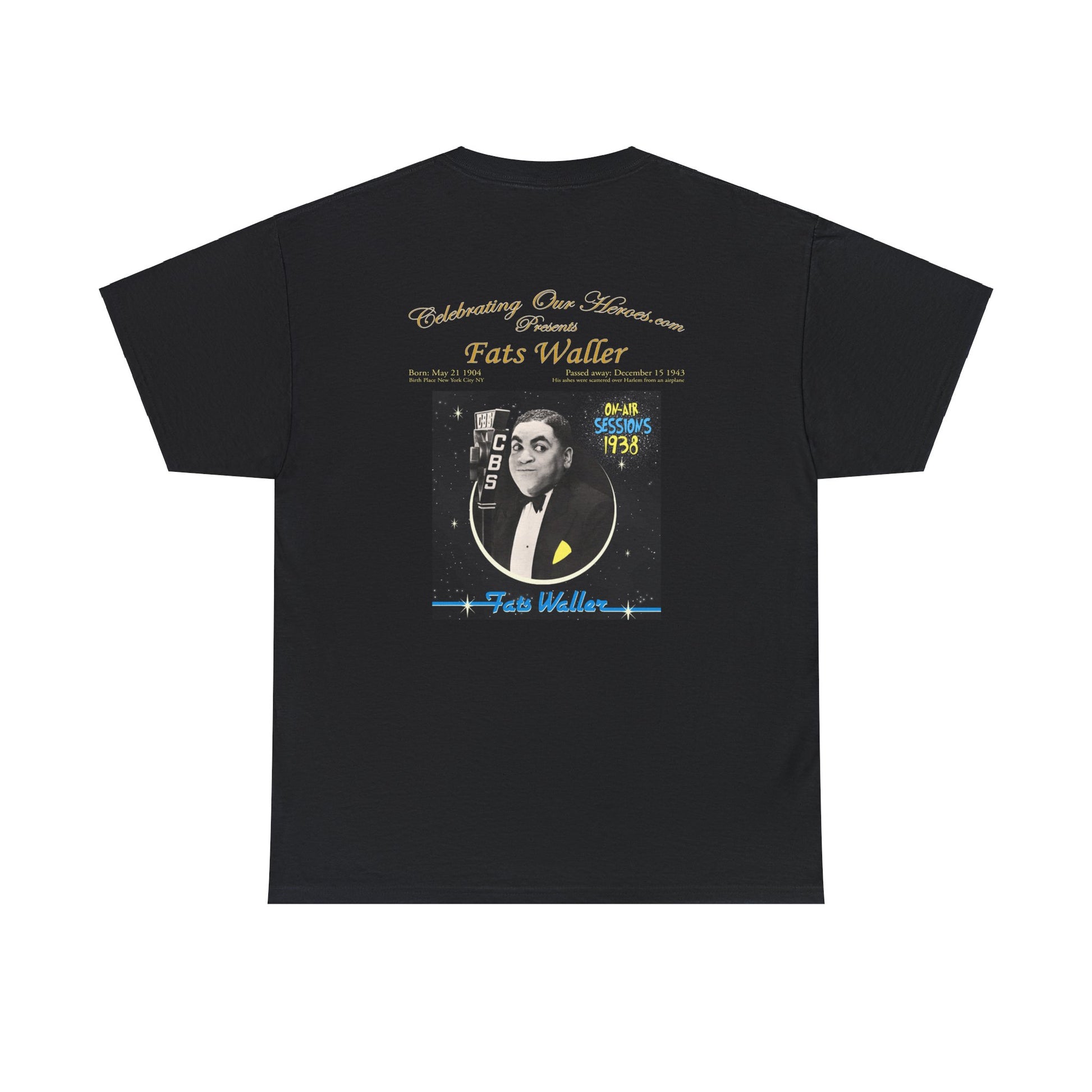Fats Waller - On-Air Sessions 1938 -  Front and Back Printed Concert Style T-Shirt