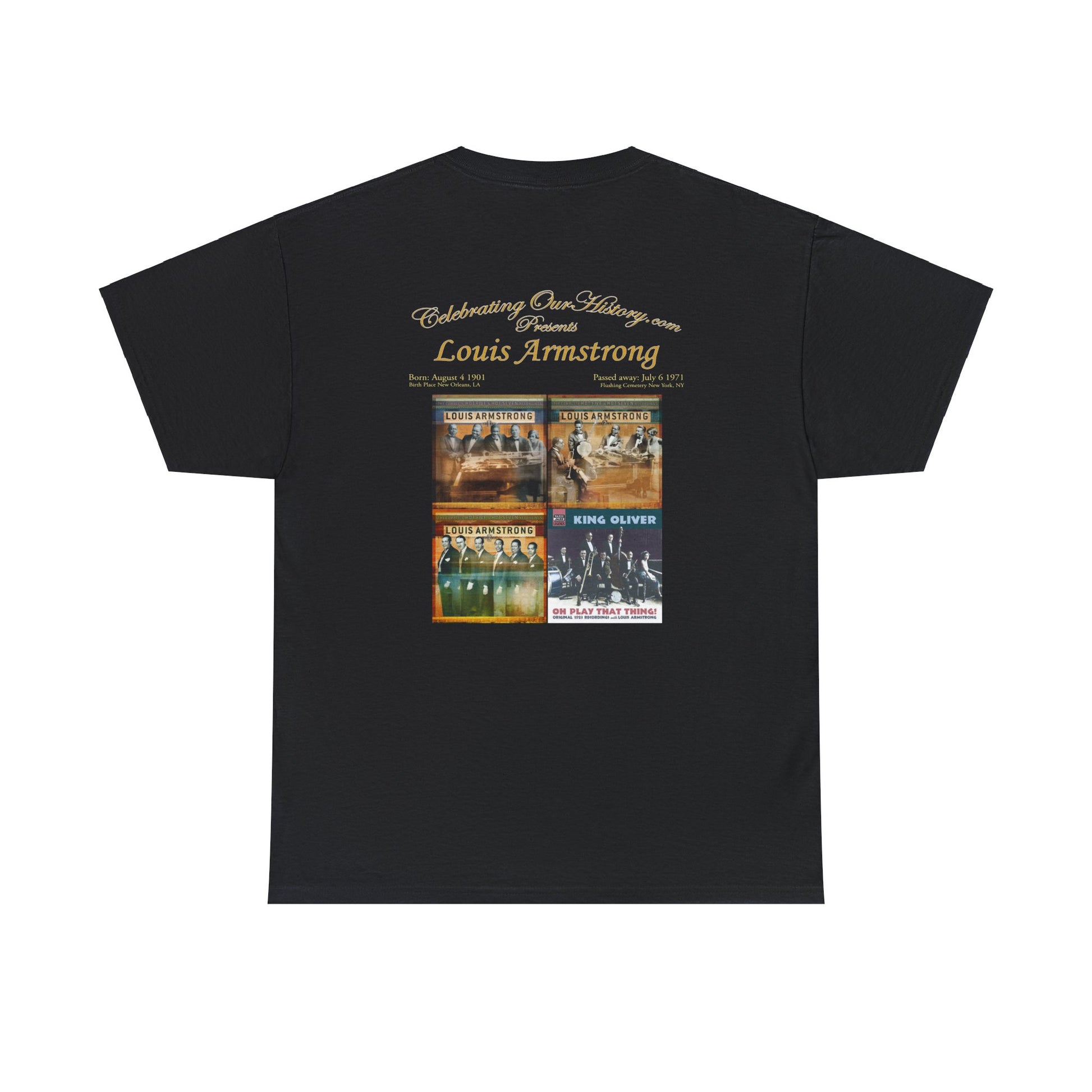 Louis Armstrong - First Four Albums -  Front and Back Printed Concert Style T-Shirt