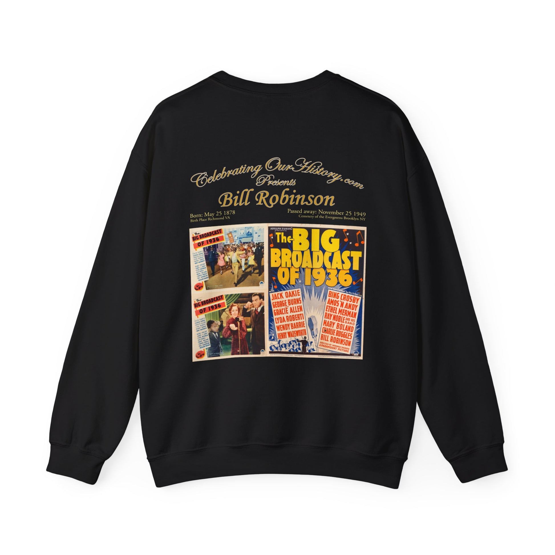 Bill Robinson - The Big Broadcast of 1936 -  Front and Back Printed Concert Style Sweatshirt
