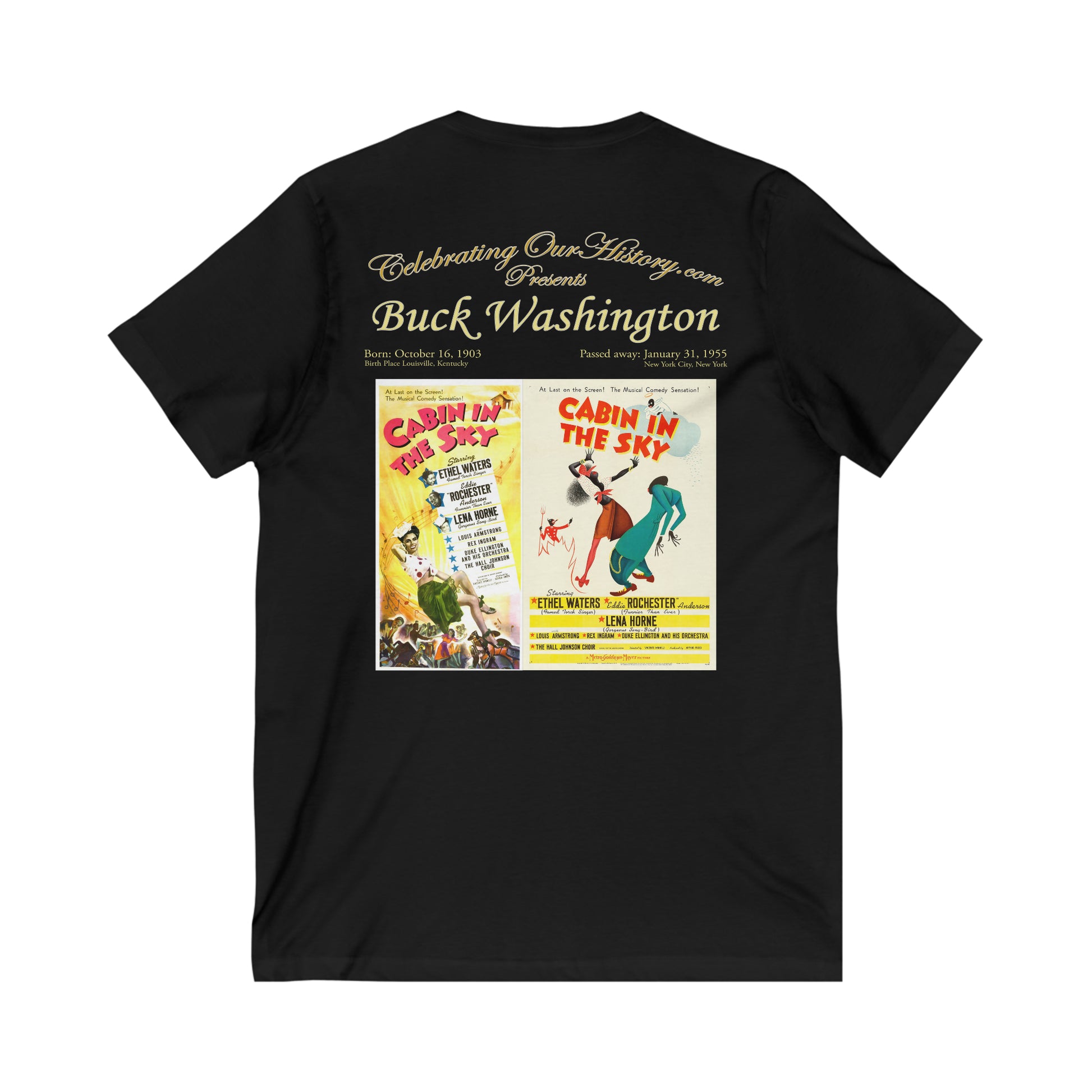 Buck and Bubbles - Cabin in the Sky (1943) - Front and Back Printed Concert Style V-Neck T-Shirt