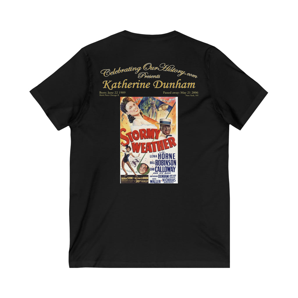 Katherine Dunham - Stormy Weather (1943) - Front and Back Printed Concert Style V-Neck T-Shirt