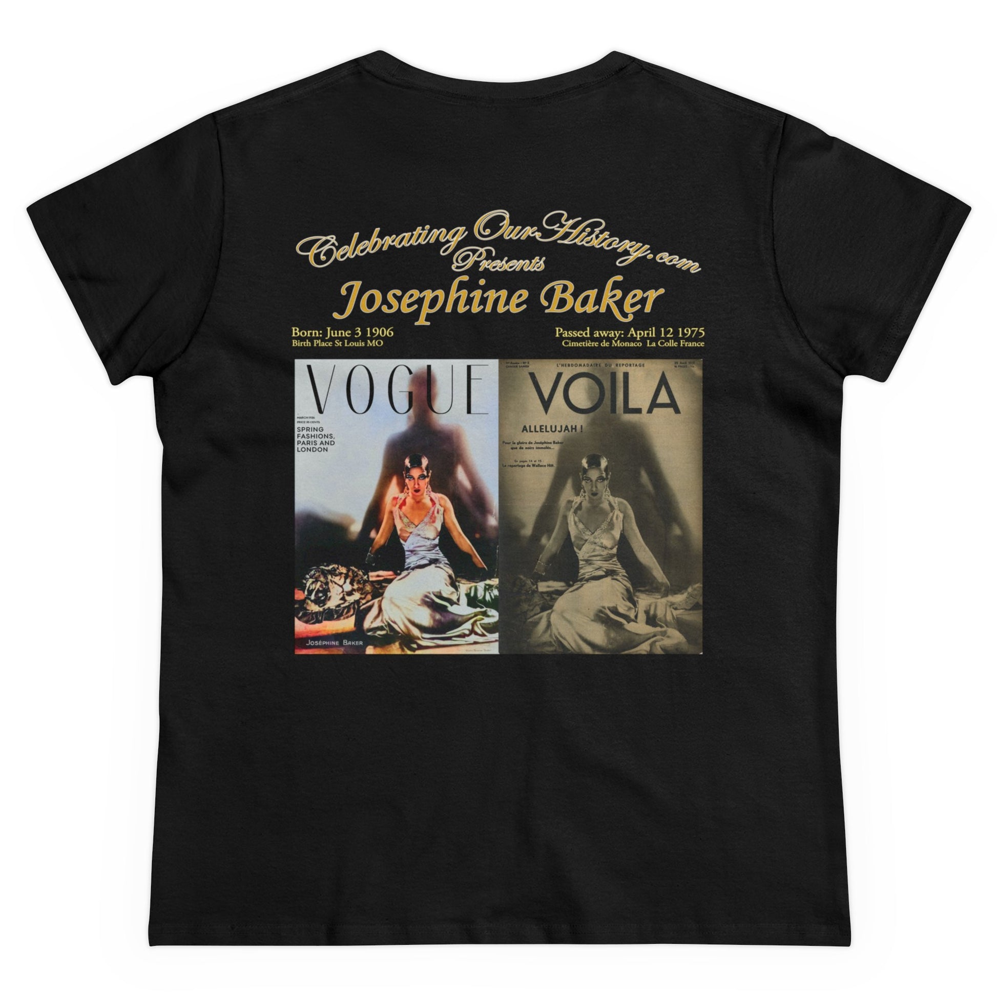 Josephine Baker - Vogue/Voila -  Front and Back Printed Concert Style Women's T-Shirt