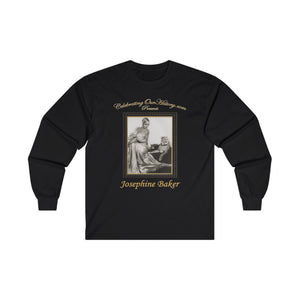 Josephine Baker - Four Stamps - Front and Back Printed Concert Style Long Sleeve T-Shirt