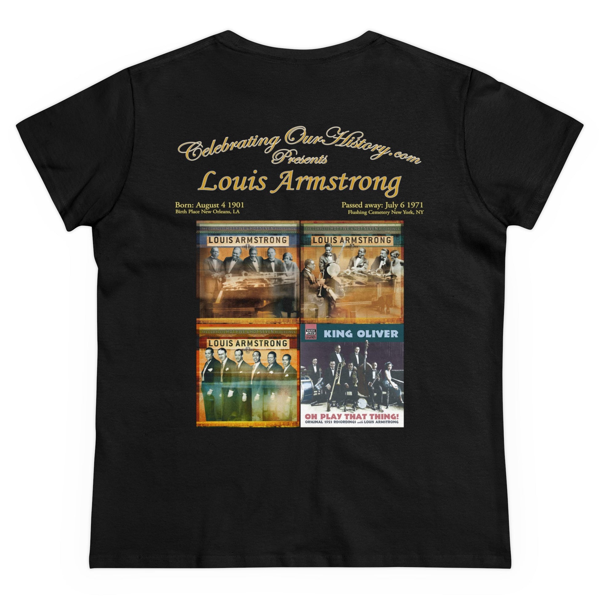 Louis Armstrong - First Four Albums -  Front and Back Printed Concert Style Women's T-Shirt