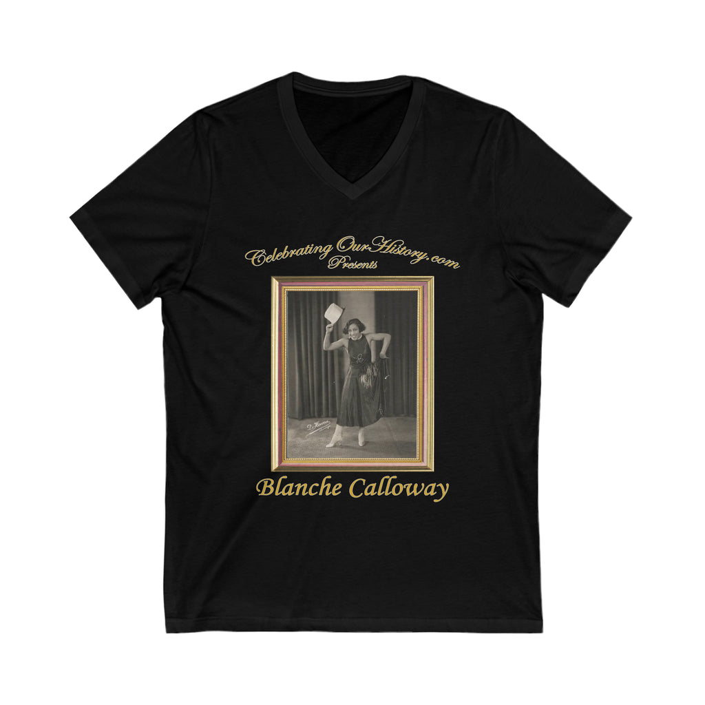 Blanche Calloway - Queen Of Jazz - Front and Back Printed Concert Style V-Neck T-Shirt
