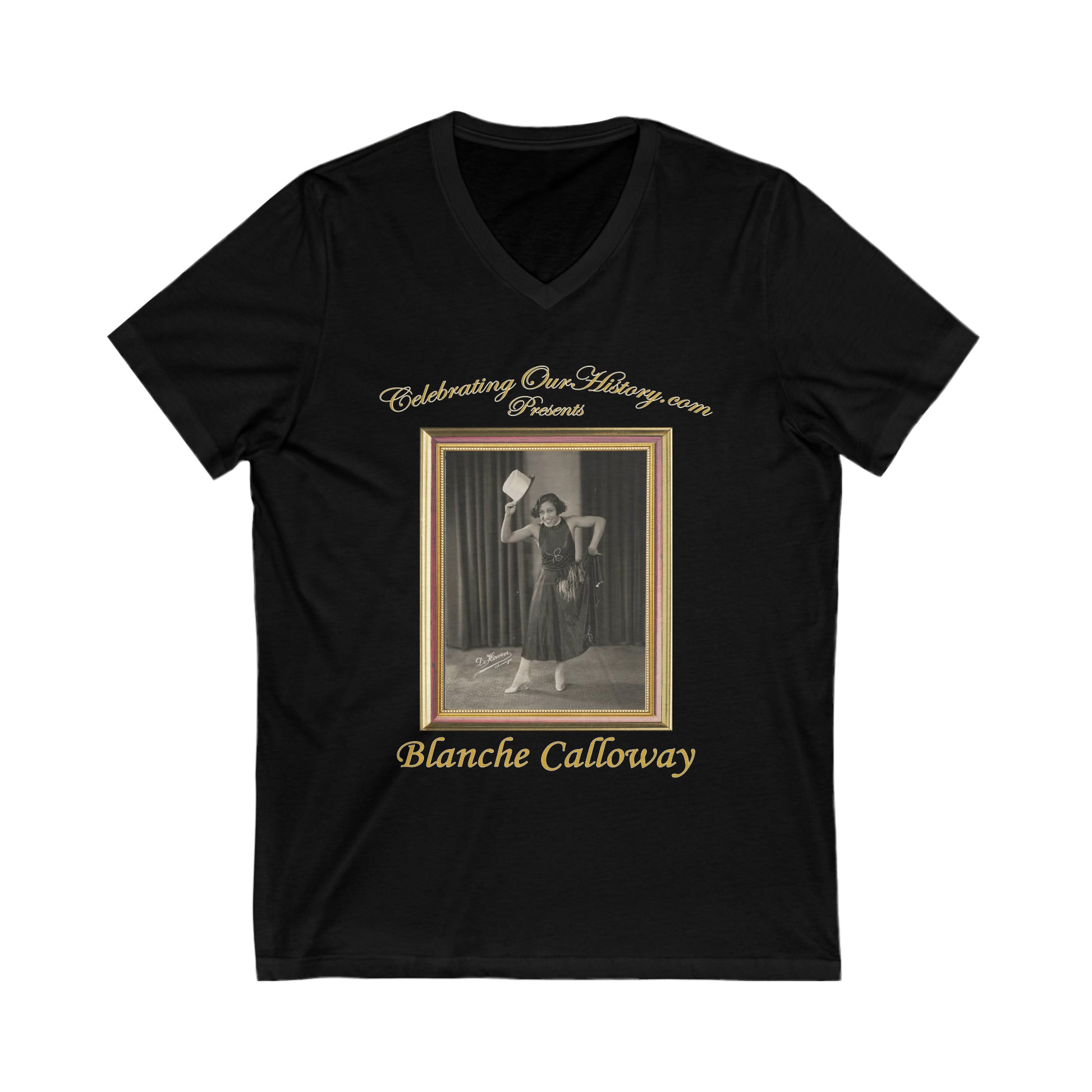 Blanche Calloway - Queen Of Jazz - Front and Back Printed Concert Style V-Neck T-Shirt