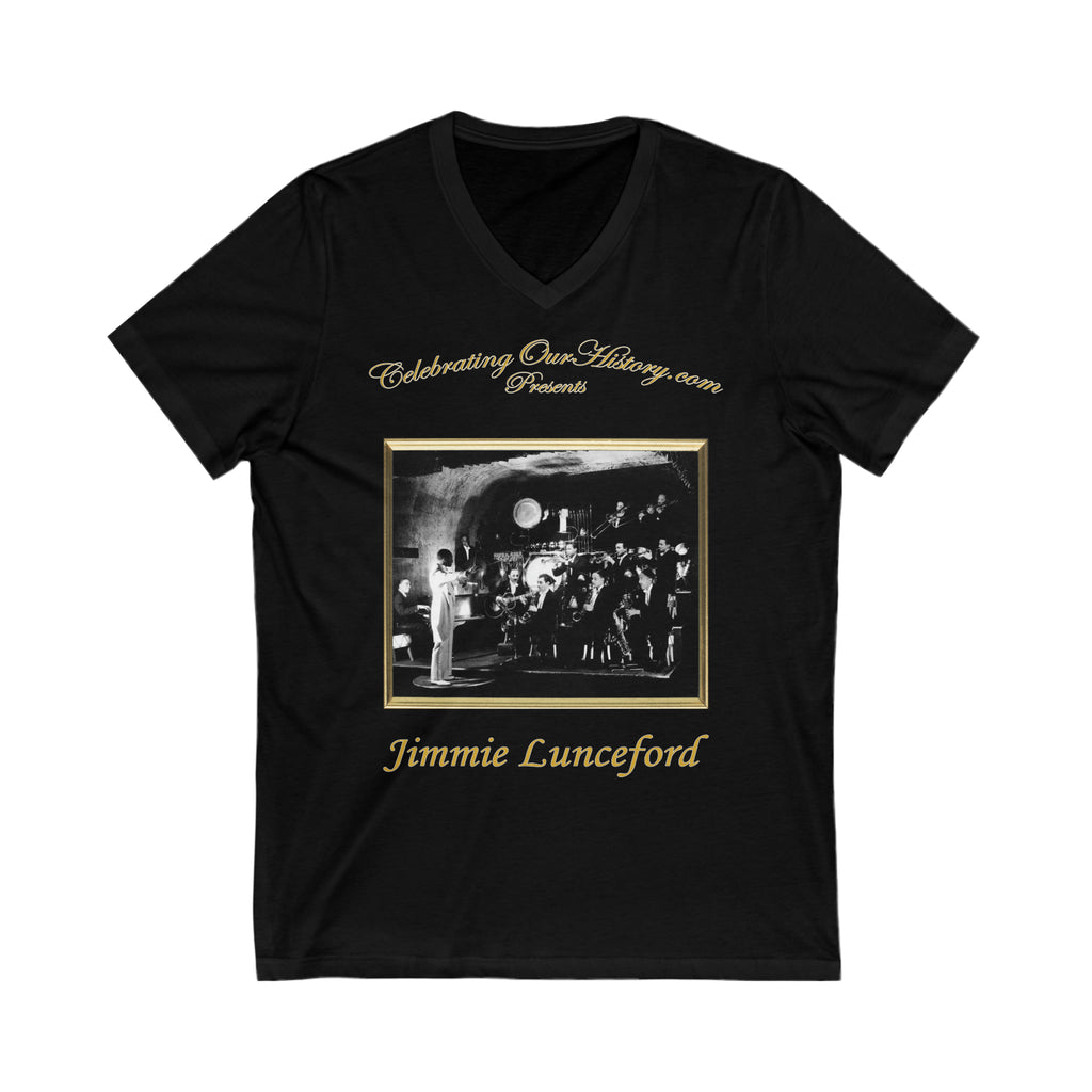 Jimmie Lunceford - Four Records - Front and Back Printed Concert Style V-Neck T-Shirt
