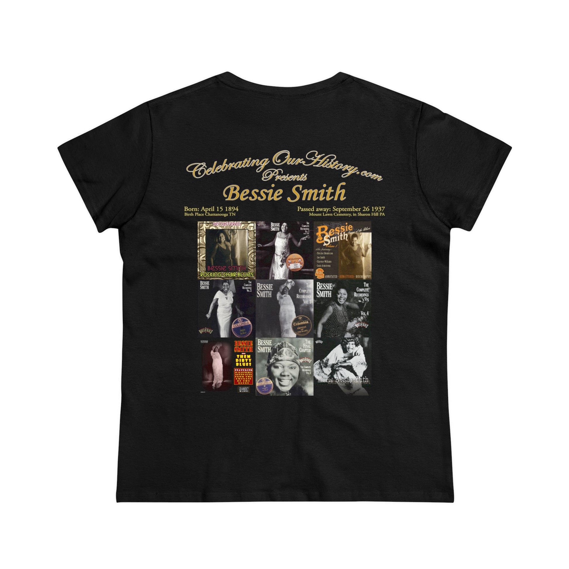 Bessie Smith - Nine Albums -  Front and Back Printed Concert Style Women's T-Shirt