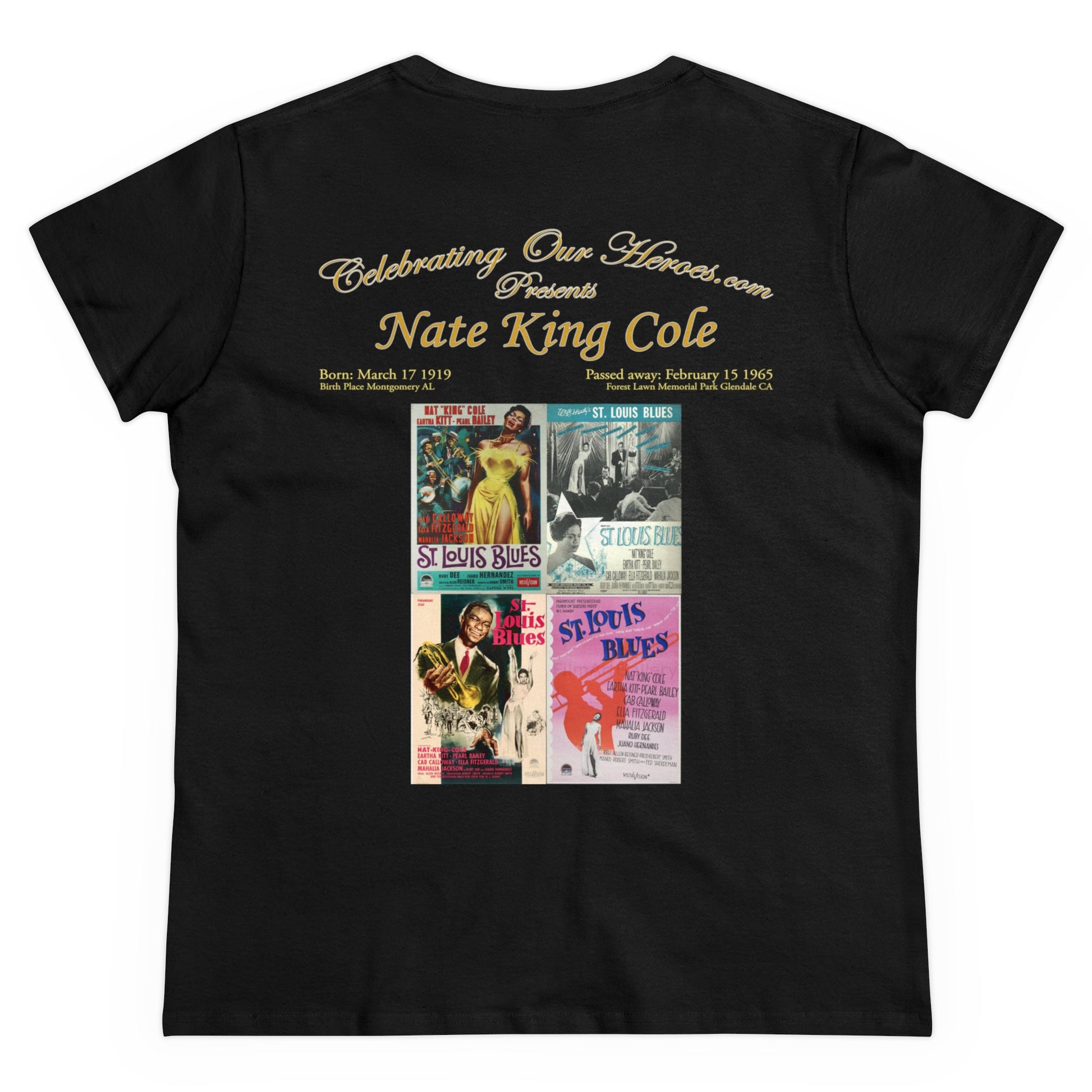 Nat King Cole - St. Louis Blues (1958) v2 -  Front and Back Printed Concert Style Women's T-Shirt