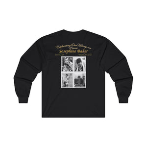 Josephine Baker - Four Stamps - Front and Back Printed Concert Style Long Sleeve T-Shirt
