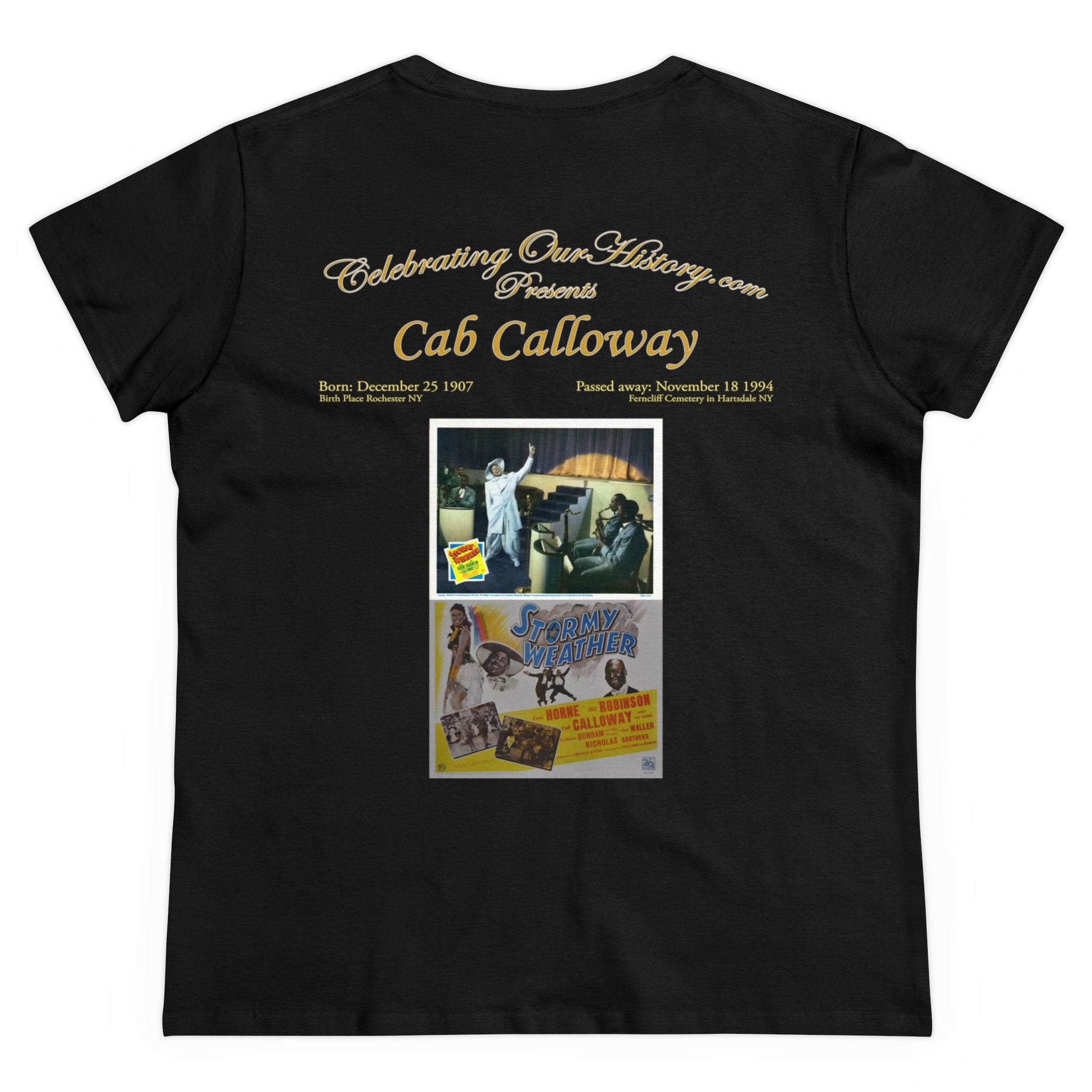 Cab Calloway - Stormy Weather (1943) -  Front and Back Printed Concert Style Women's T-Shirt