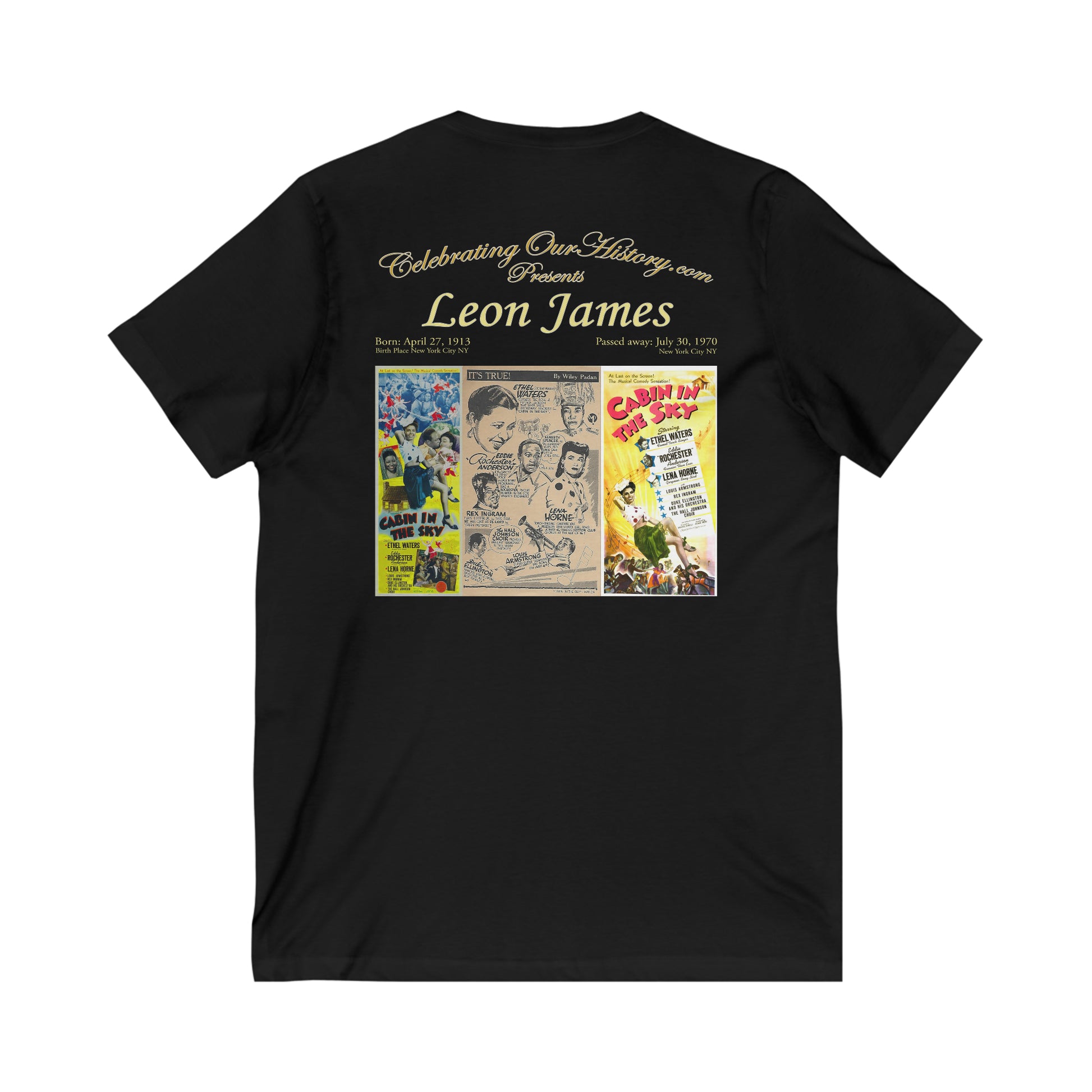 Leon James - Cabin in the Sky (1943) - Front and Back Printed Concert Style V-Neck T-Shirt
