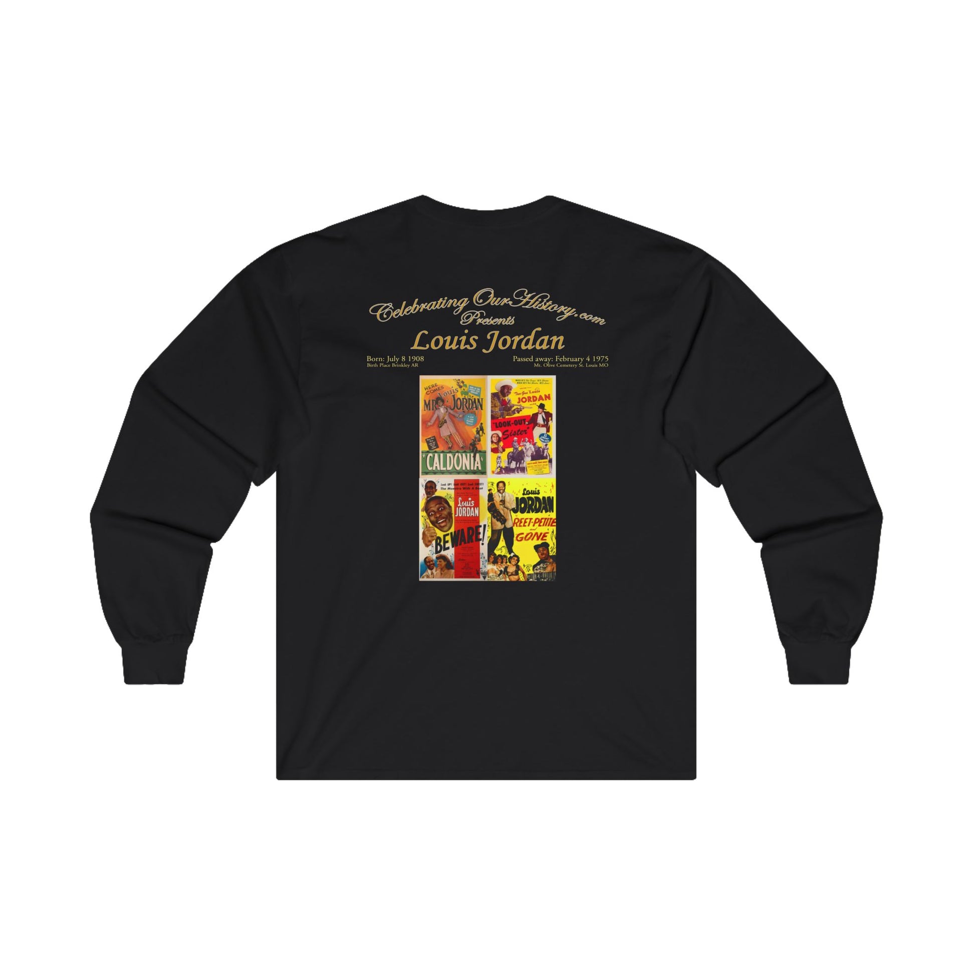 Louis Jordan - Four Movie Posters - Front and Back Printed Concert Style Long Sleeve T-Shirt