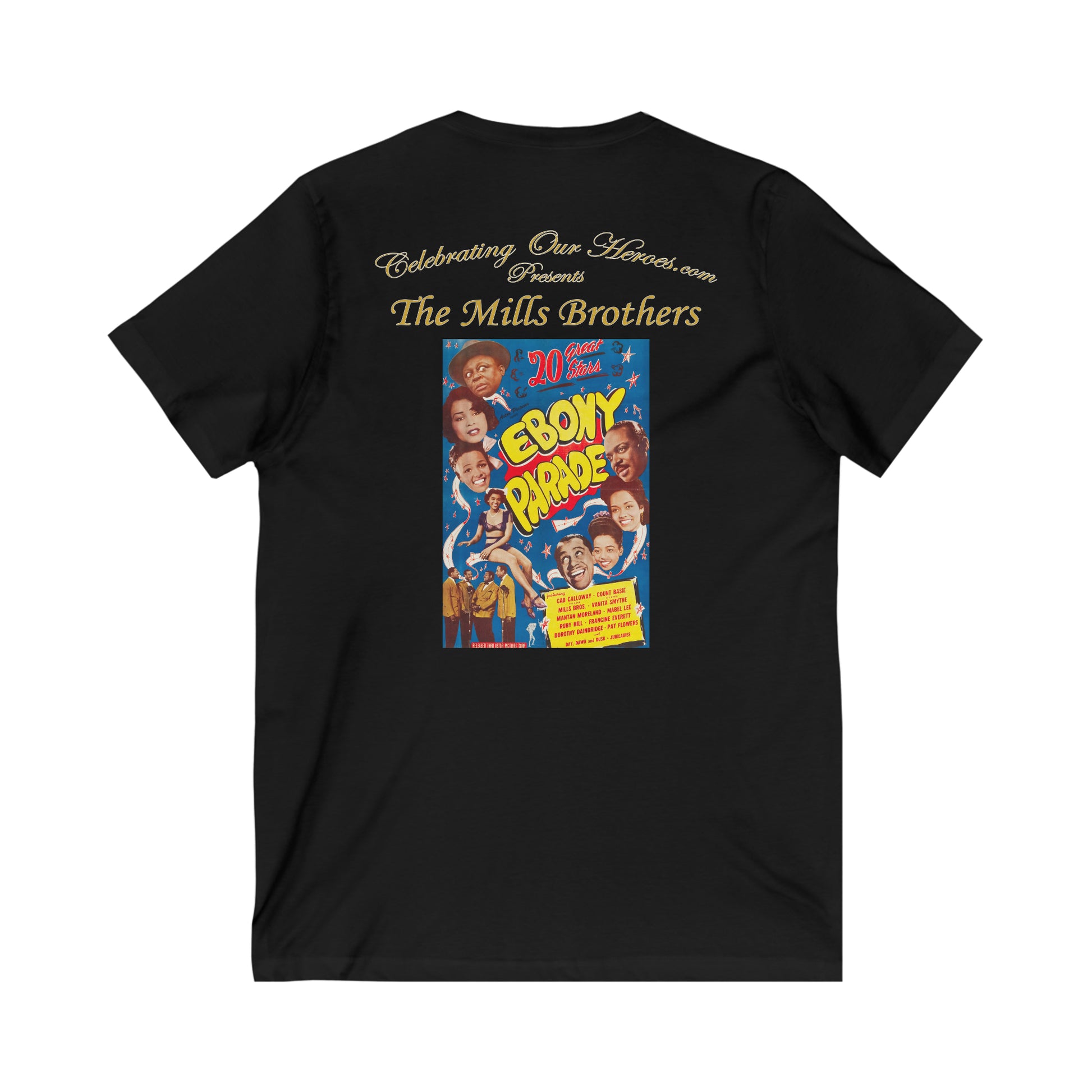 The Mills Brothers - Ebony Parade (1947) - Front and Back Printed Concert Style V-Neck T-Shirt