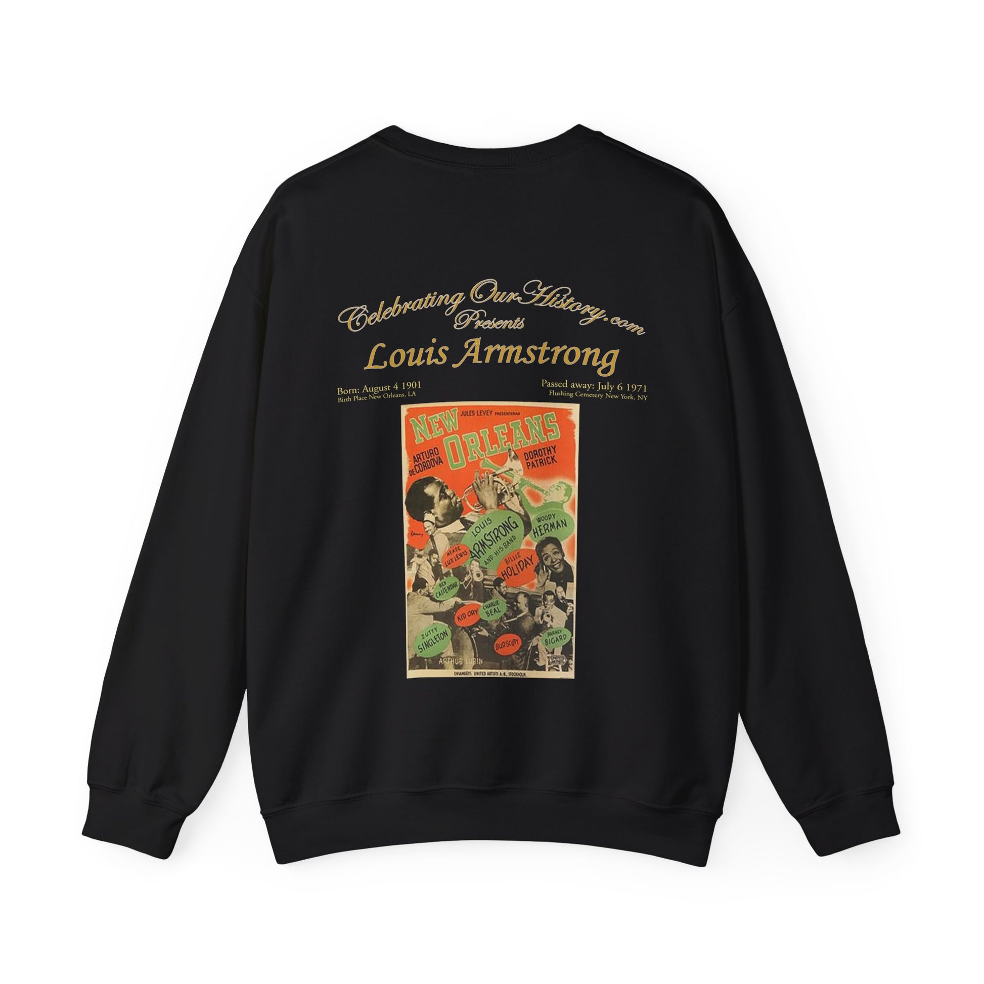 Louis Armstrong - New Orleans (1947) - Front and Back Printed Concert Style Sweatshirt