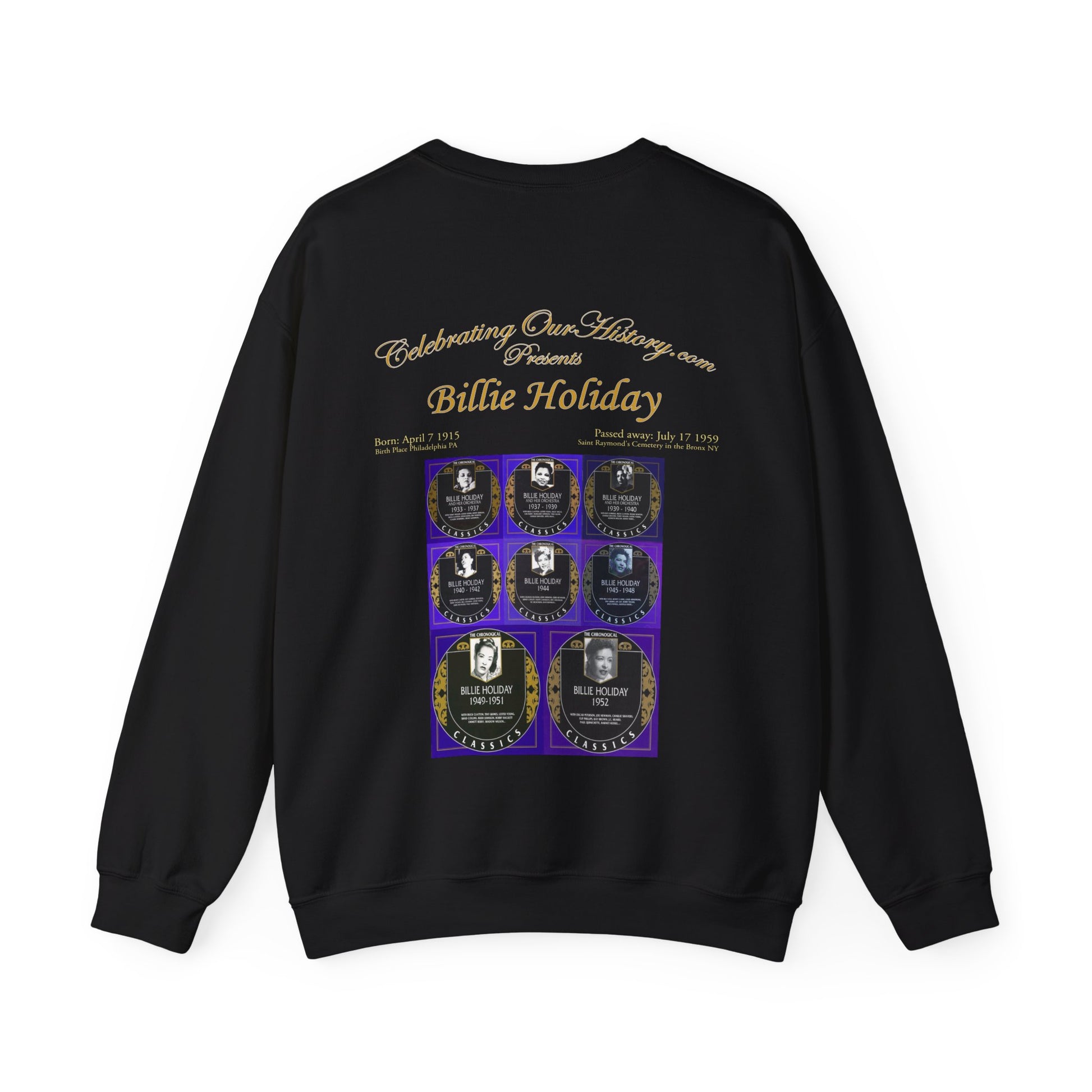 Billie Holiday - Billie Holiday Classics -  Front and Back Printed Concert Style Sweatshirt