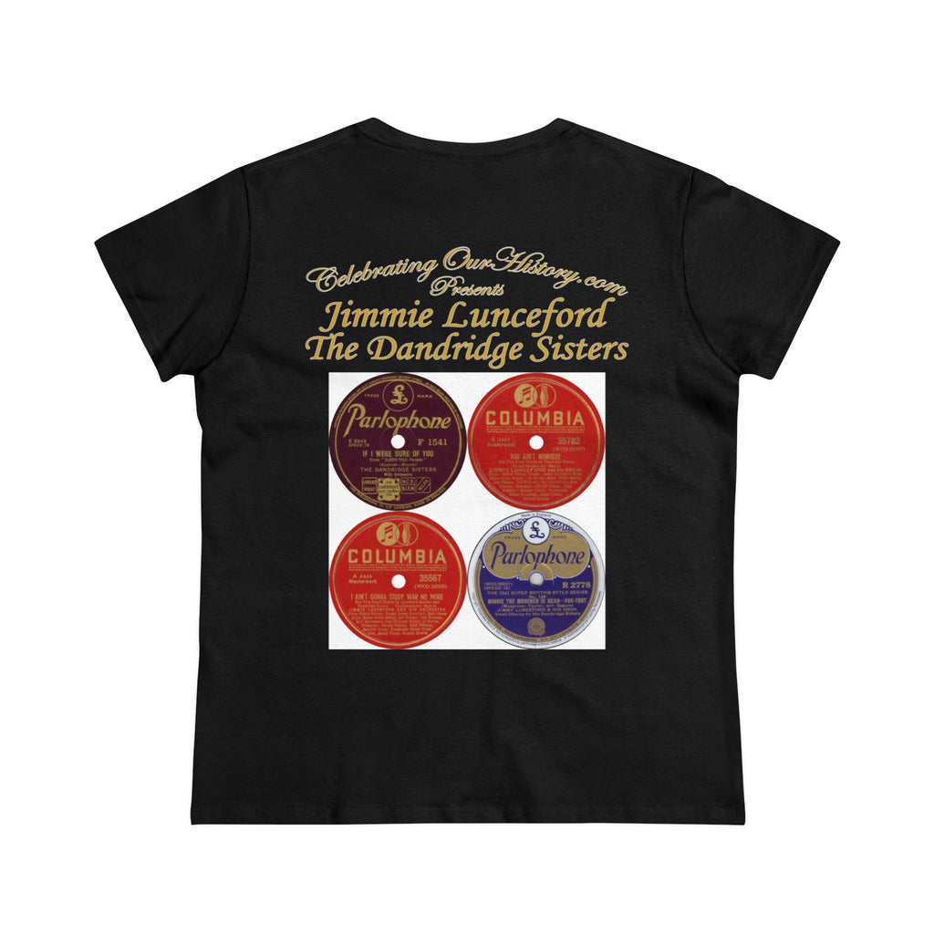 Jimmie Lunceford And The Dandridge Sisters - Four Records -  Front and Back Printed Concert Style Women's T-Shirt