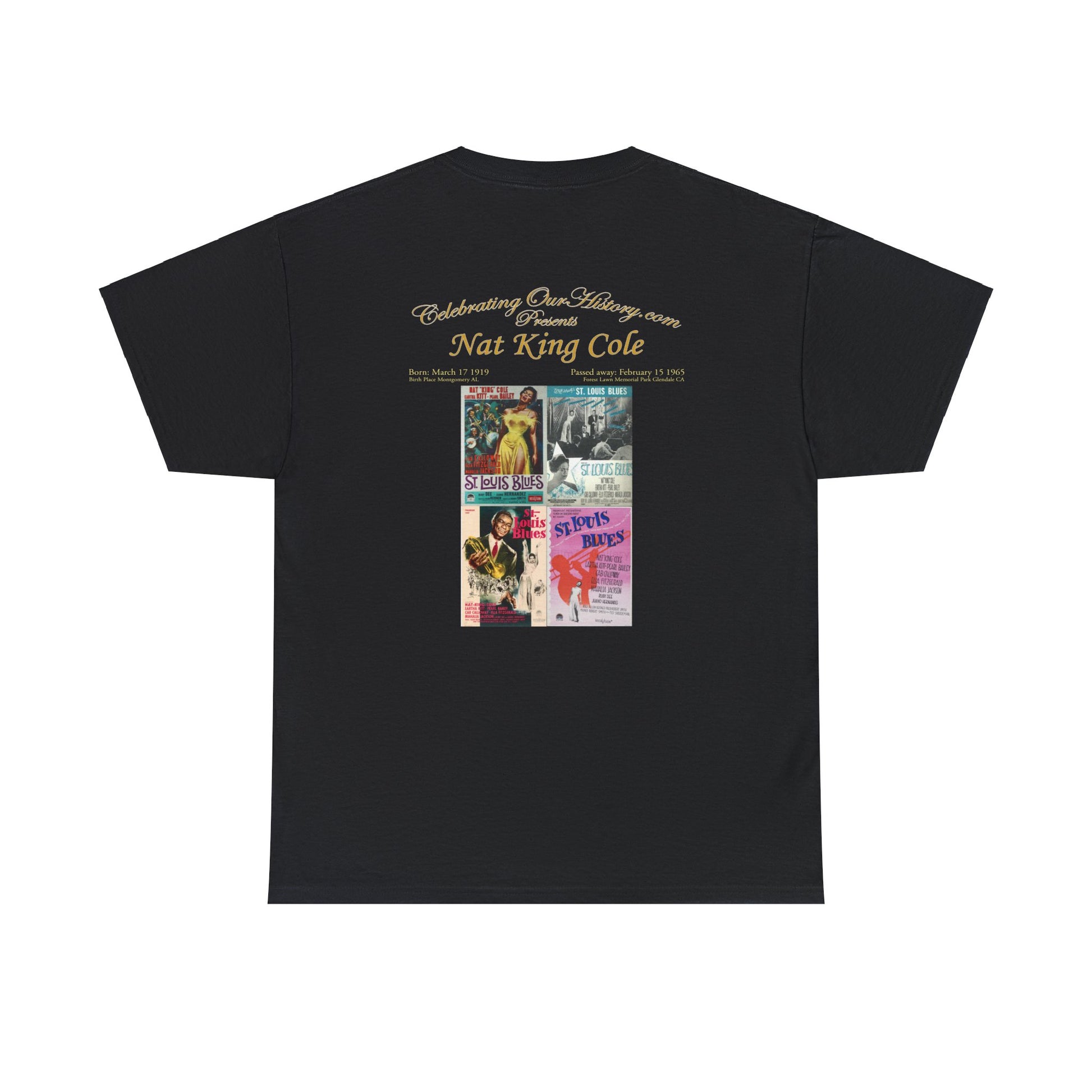 Nat King Cole - St. Louis Blues (1958) v2 -  Front and Back Printed Concert Style T-Shirt