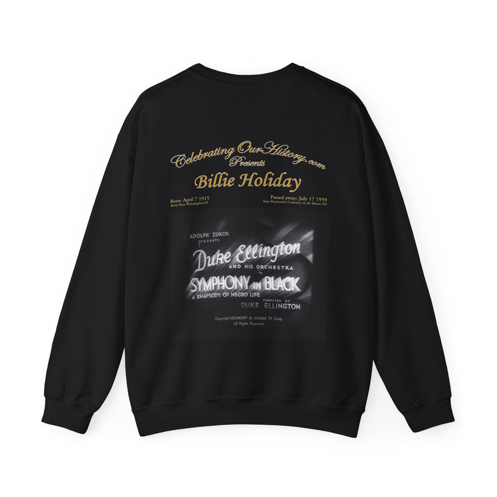 Billie Holiday - Symphony in Black (1935) -  Front and Back Printed Concert Style Sweatshirt