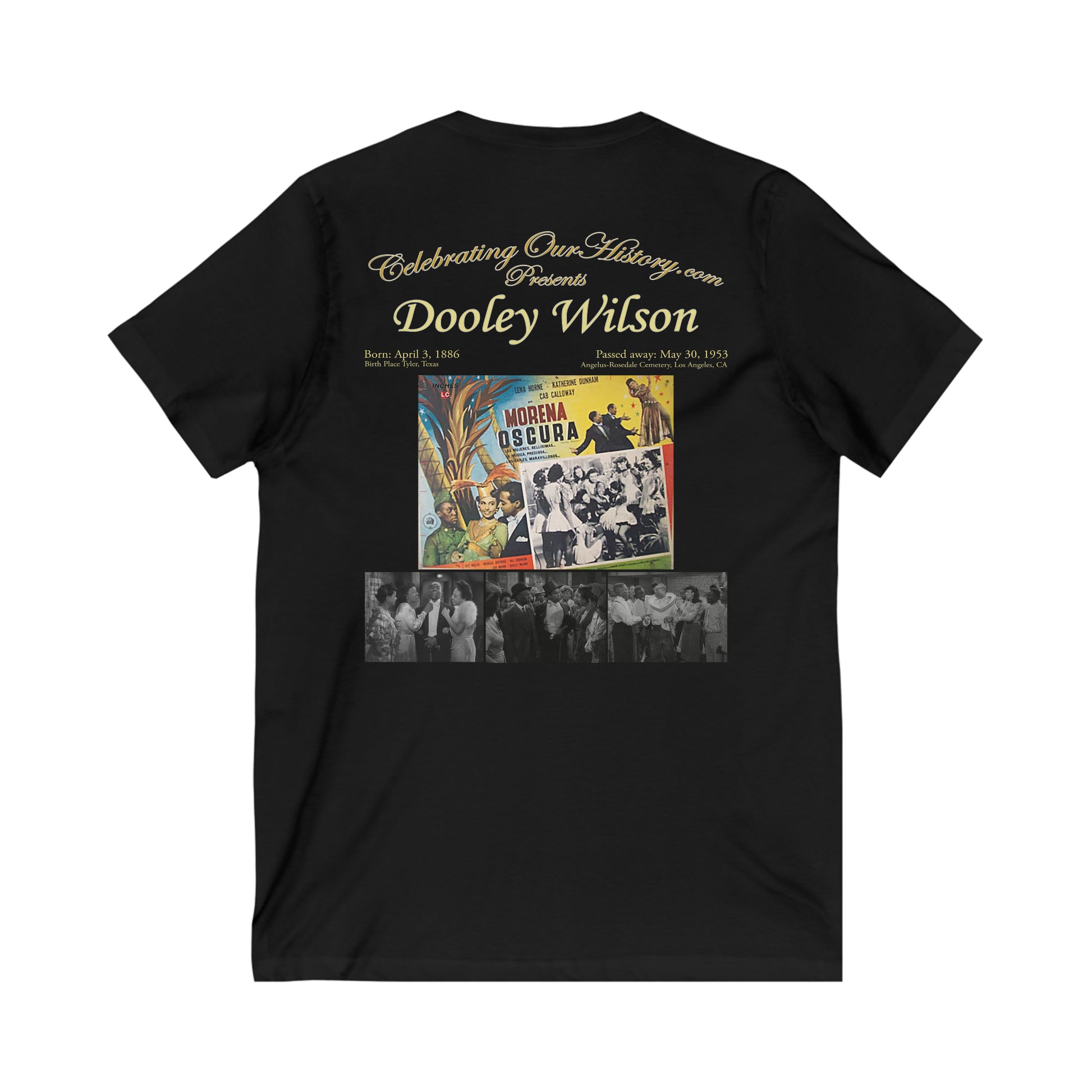 Dooley Wilson - Stormy Weather (1943) - Front and Back Printed Concert Style V-Neck T-Shirt