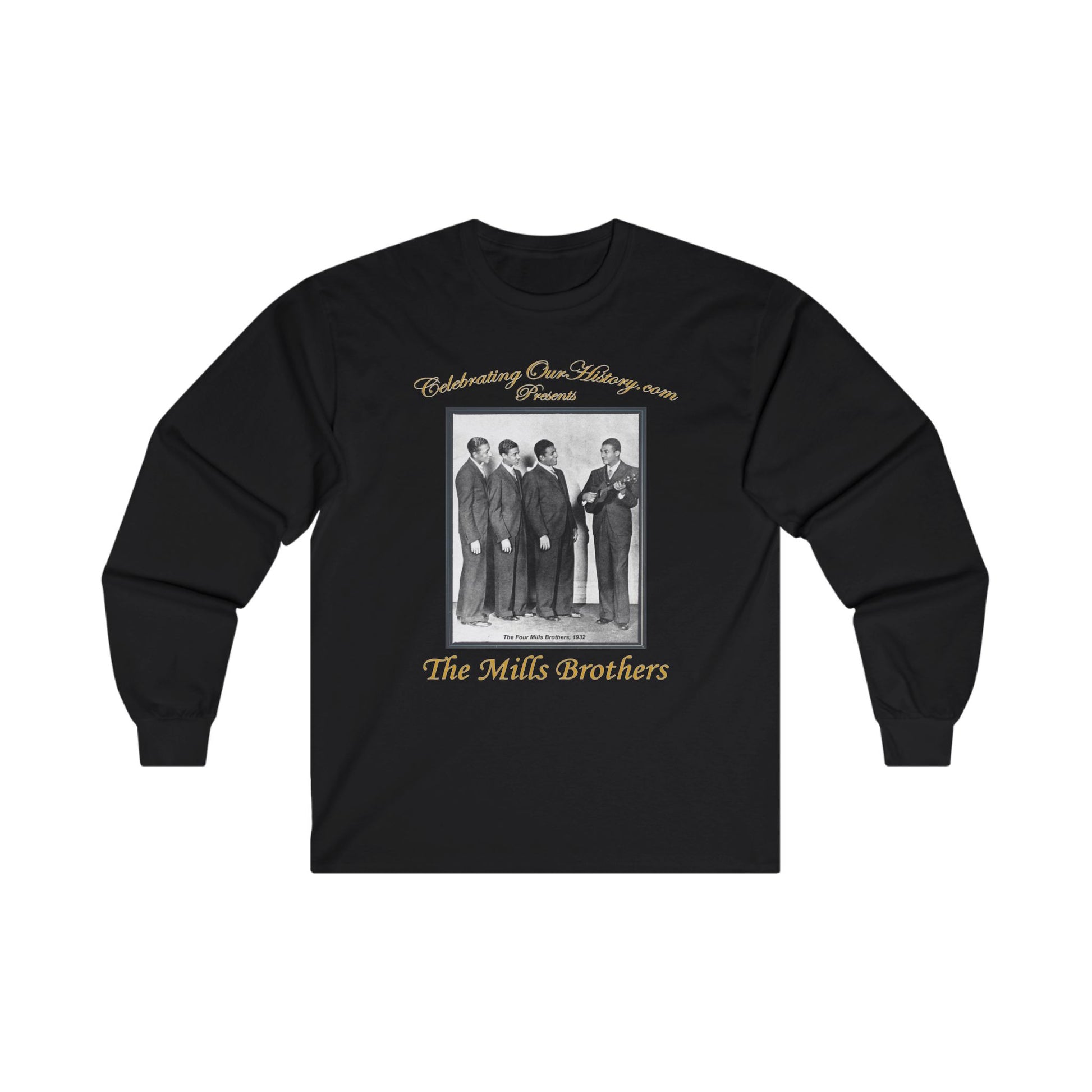 The Mills Brothers - Six Albums - Front and Back Printed Concert Style Long Sleeve T-Shirt