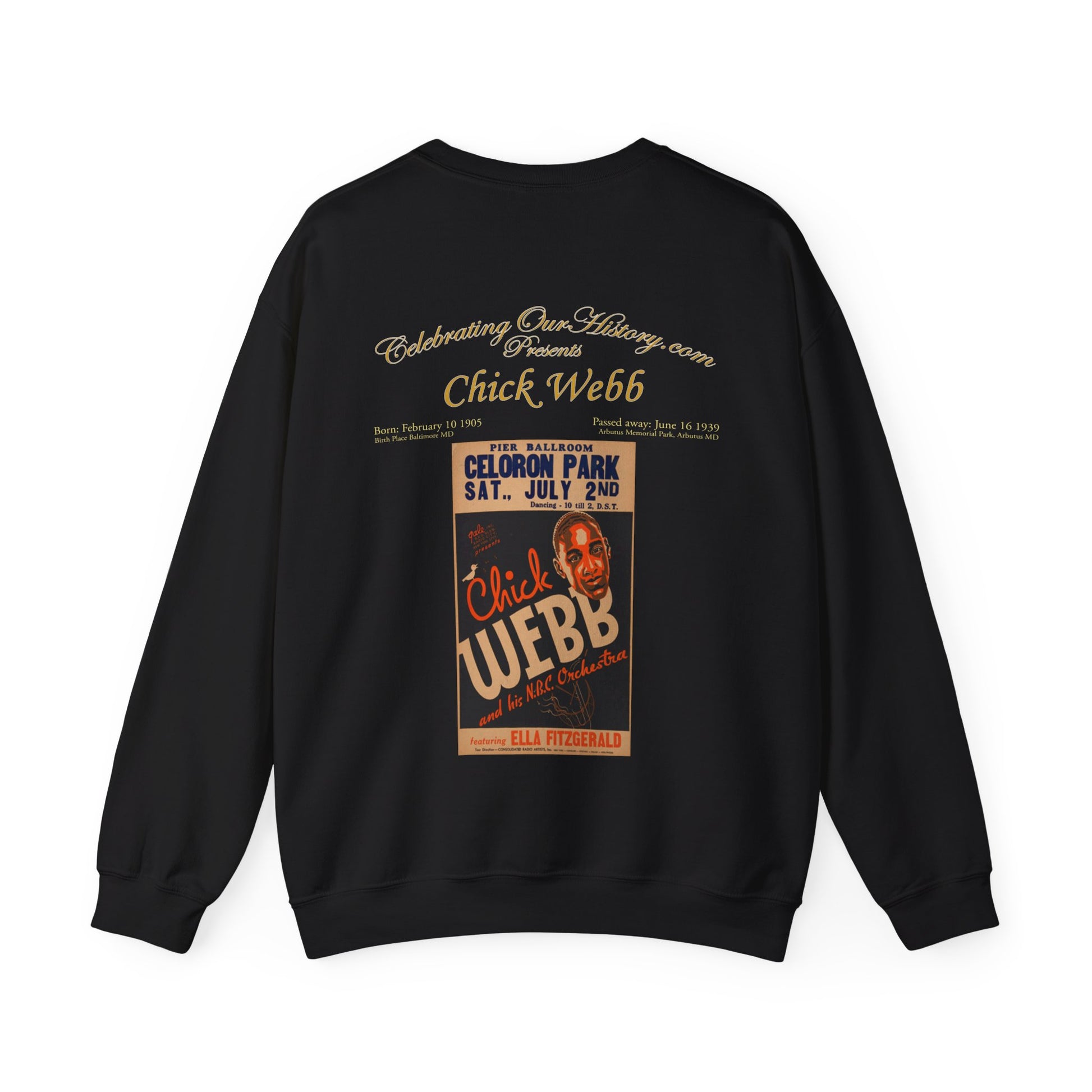 Chick Webb - Celoron Park -  Front and Back Printed Concert Style Sweatshirt