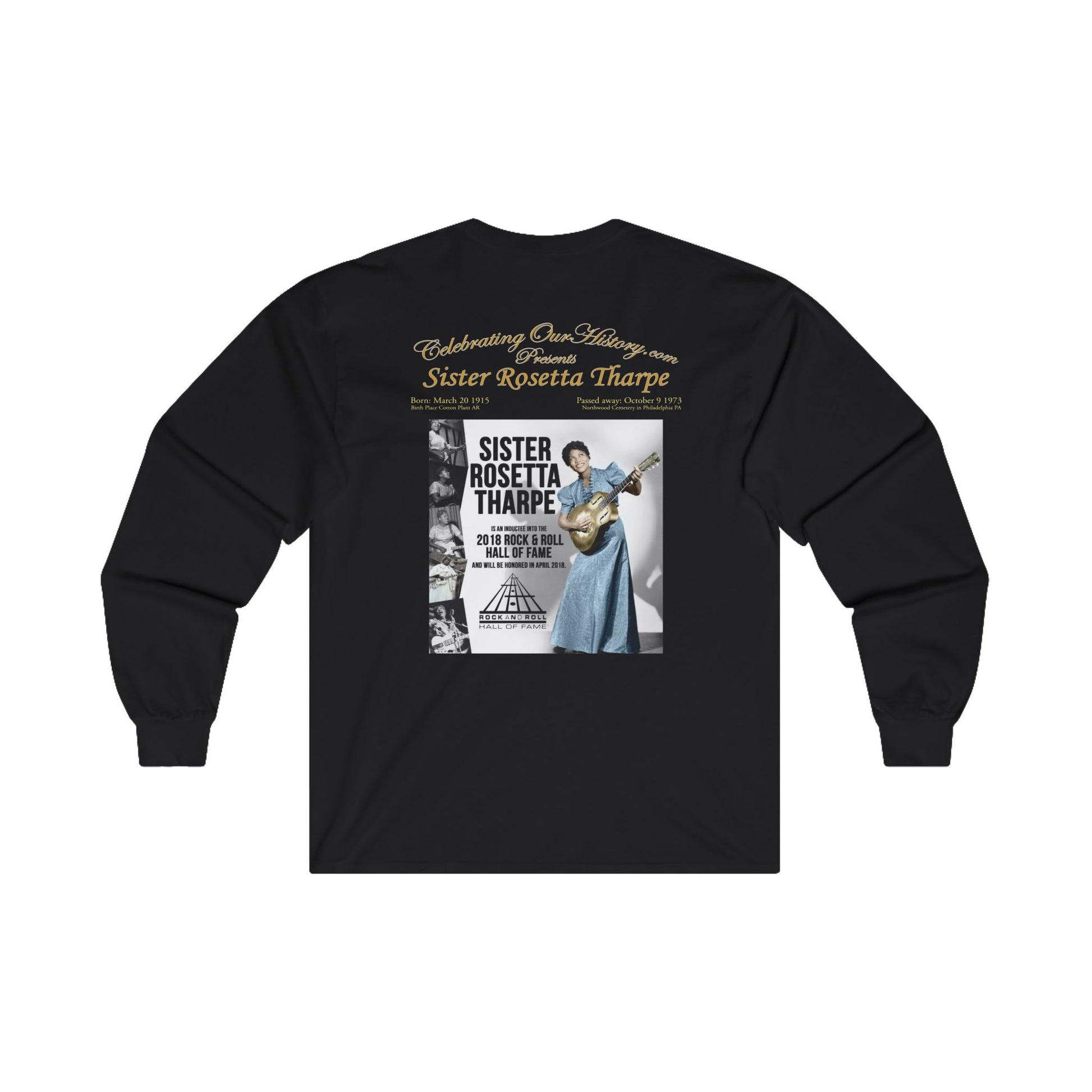 Sister Rosetta Tharpe - Rock And Roll Hall Of Fame - Front and Back Printed Concert Style Long Sleeve T-Shirt