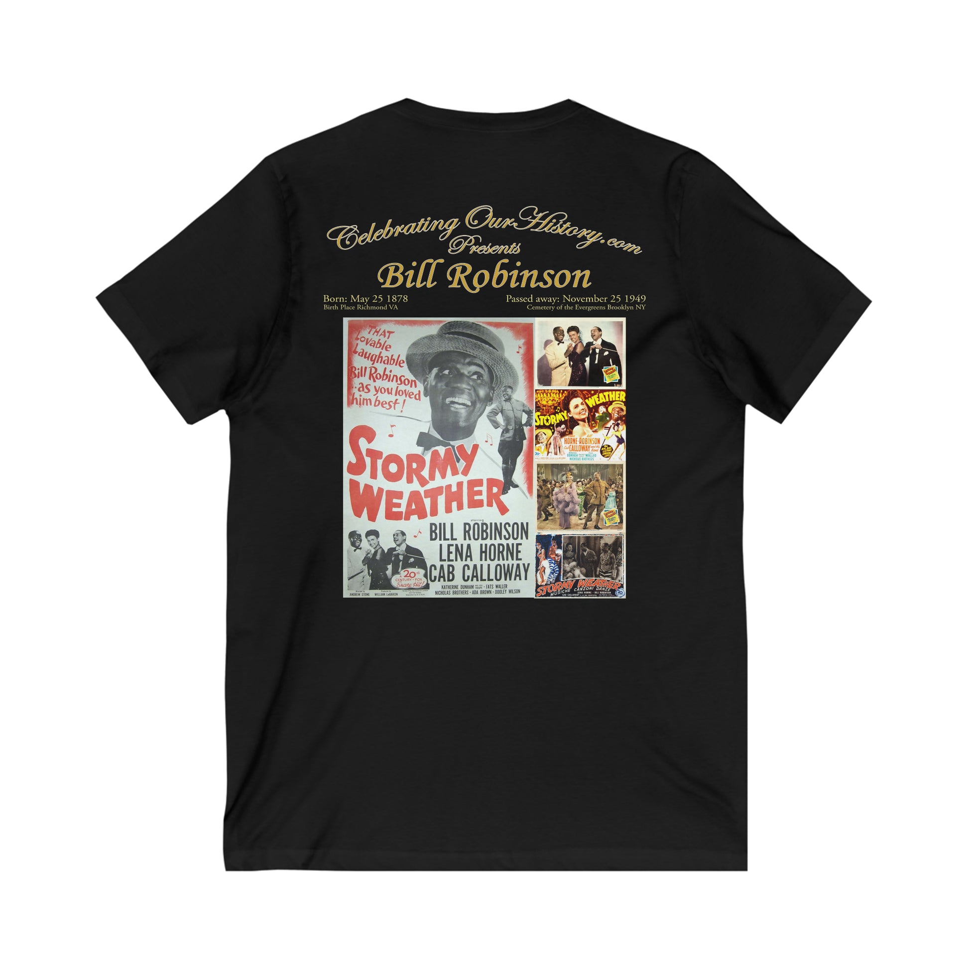 Bill Robinson - Stormy Weather (1943) - Front and Back Printed Concert Style V-Neck T-Shirt