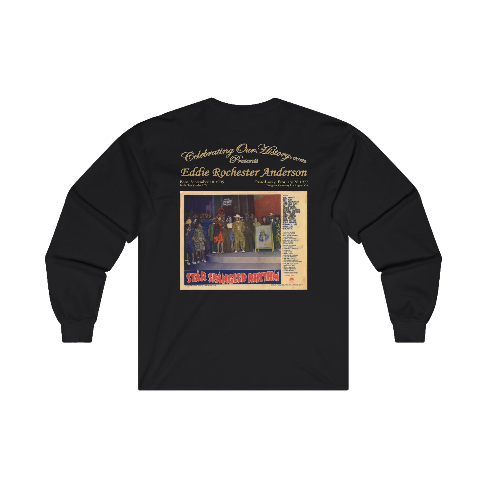 Eddie “Rochester” Anderson - Star Spangled Rhythm (1942) - Front and Back Printed Concert Style Long Sleeve T-Shirt