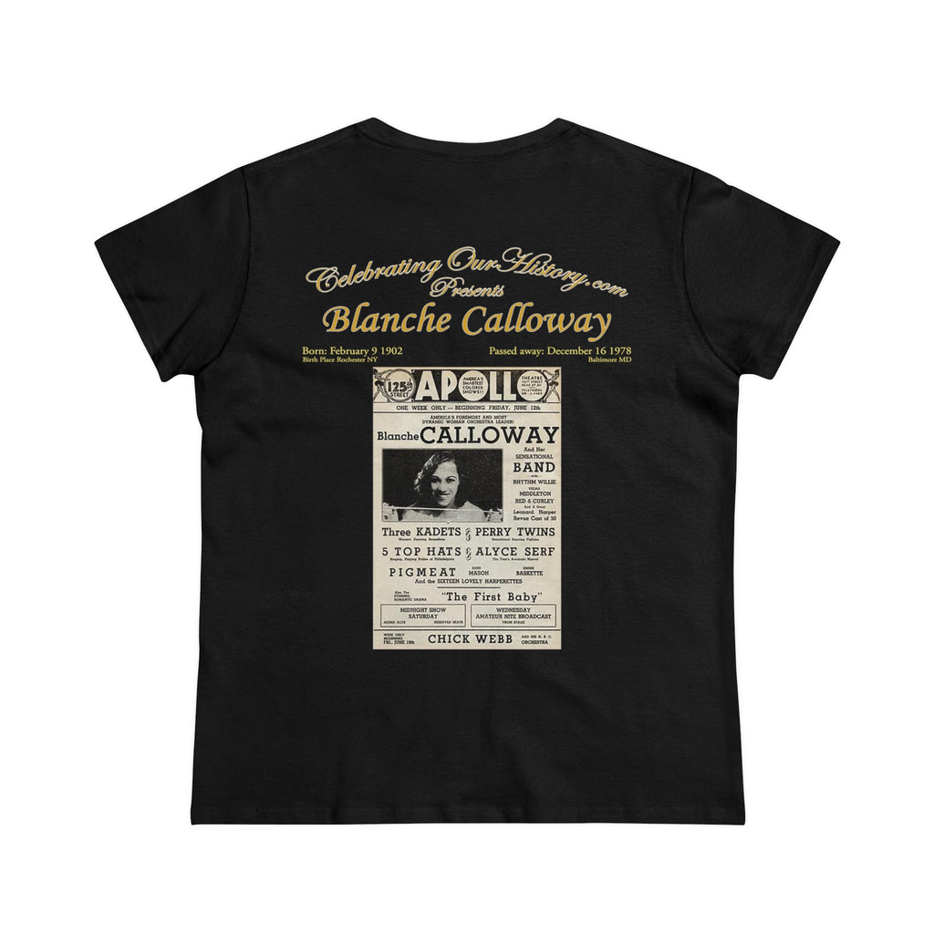 Blanche Calloway - Apollo -  Front and Back Printed Concert Style Women's T-Shirt