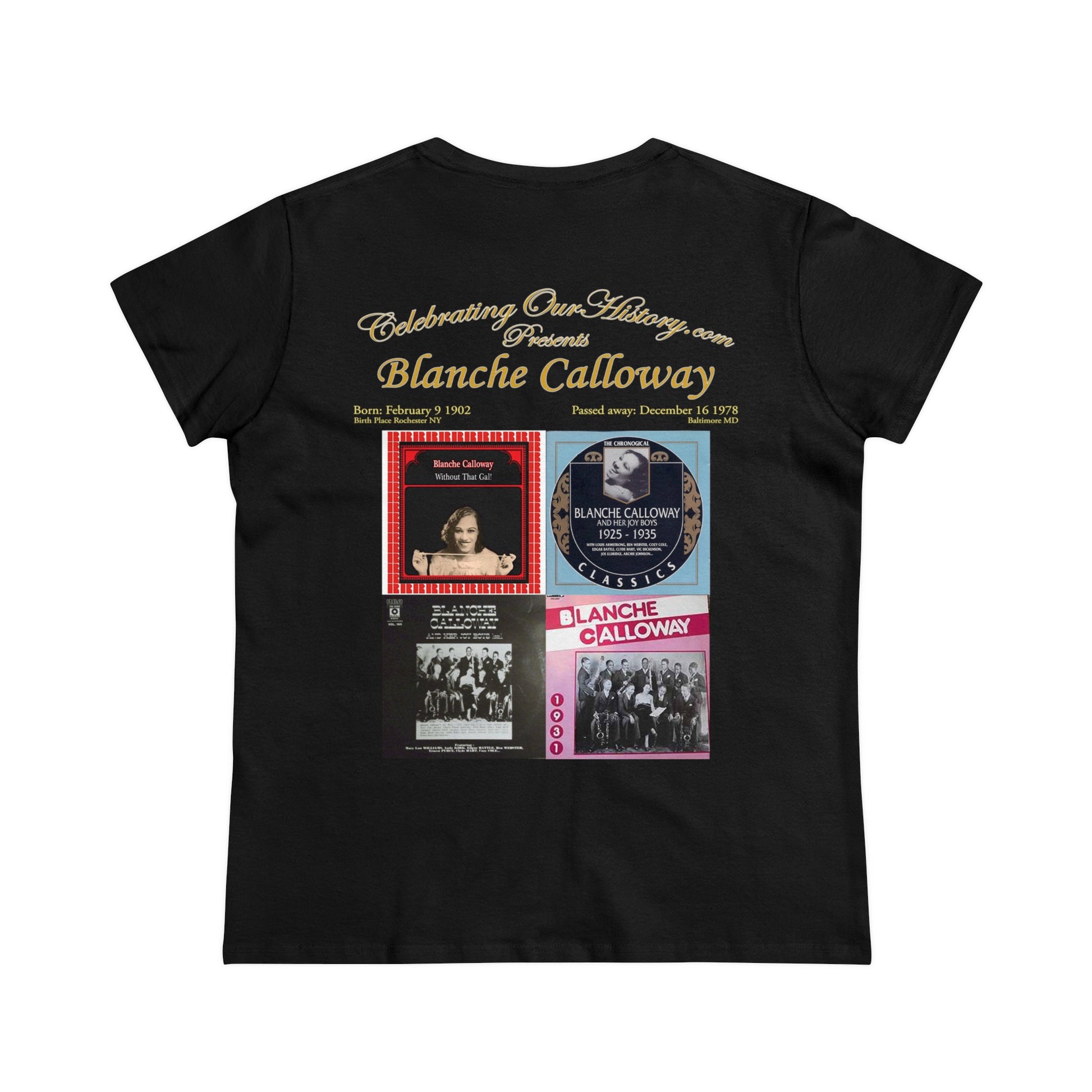 Blanche Calloway - Four Albums -  Front and Back Printed Concert Style Women's T-Shirt